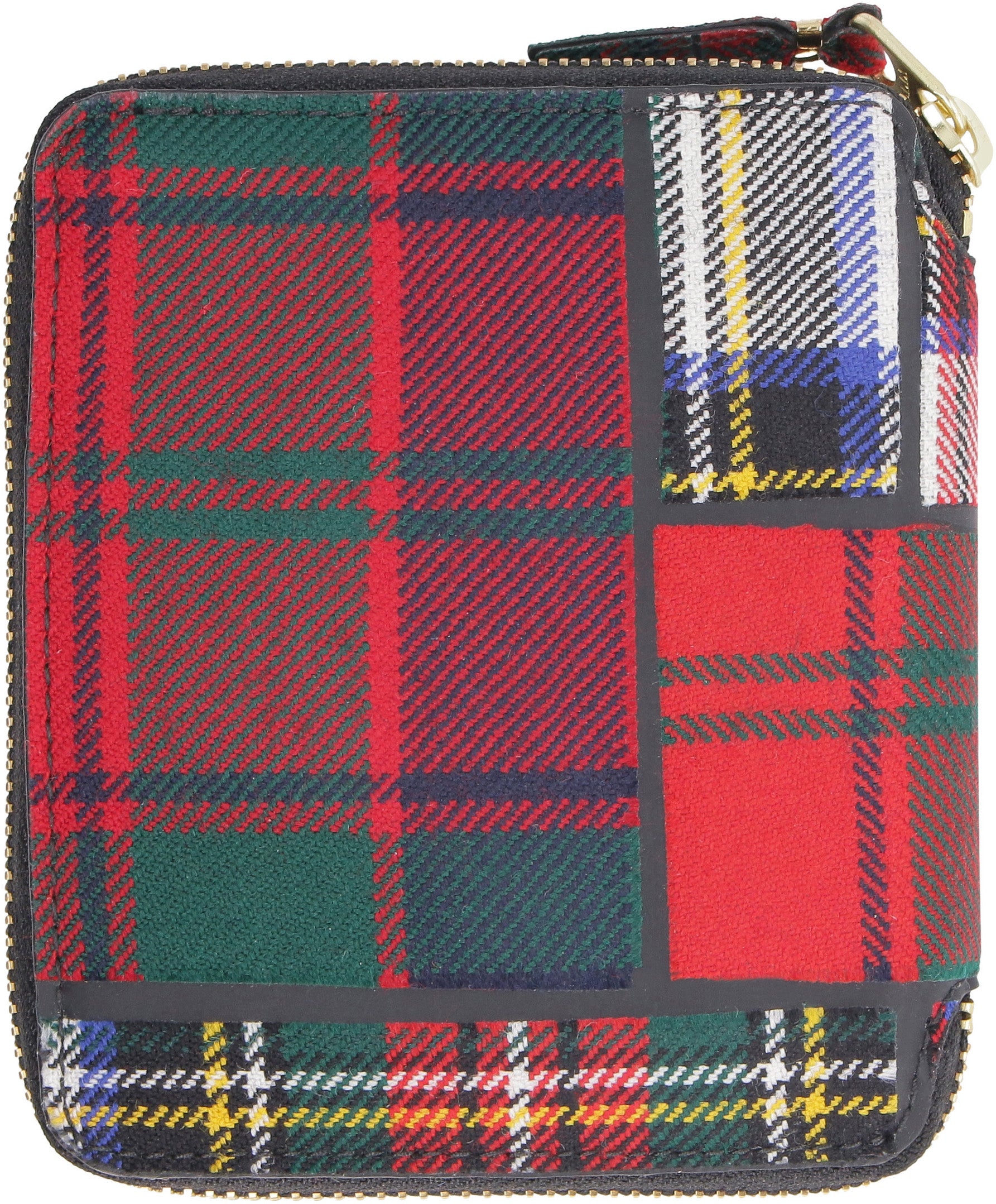 Tartan motif zip around wallet