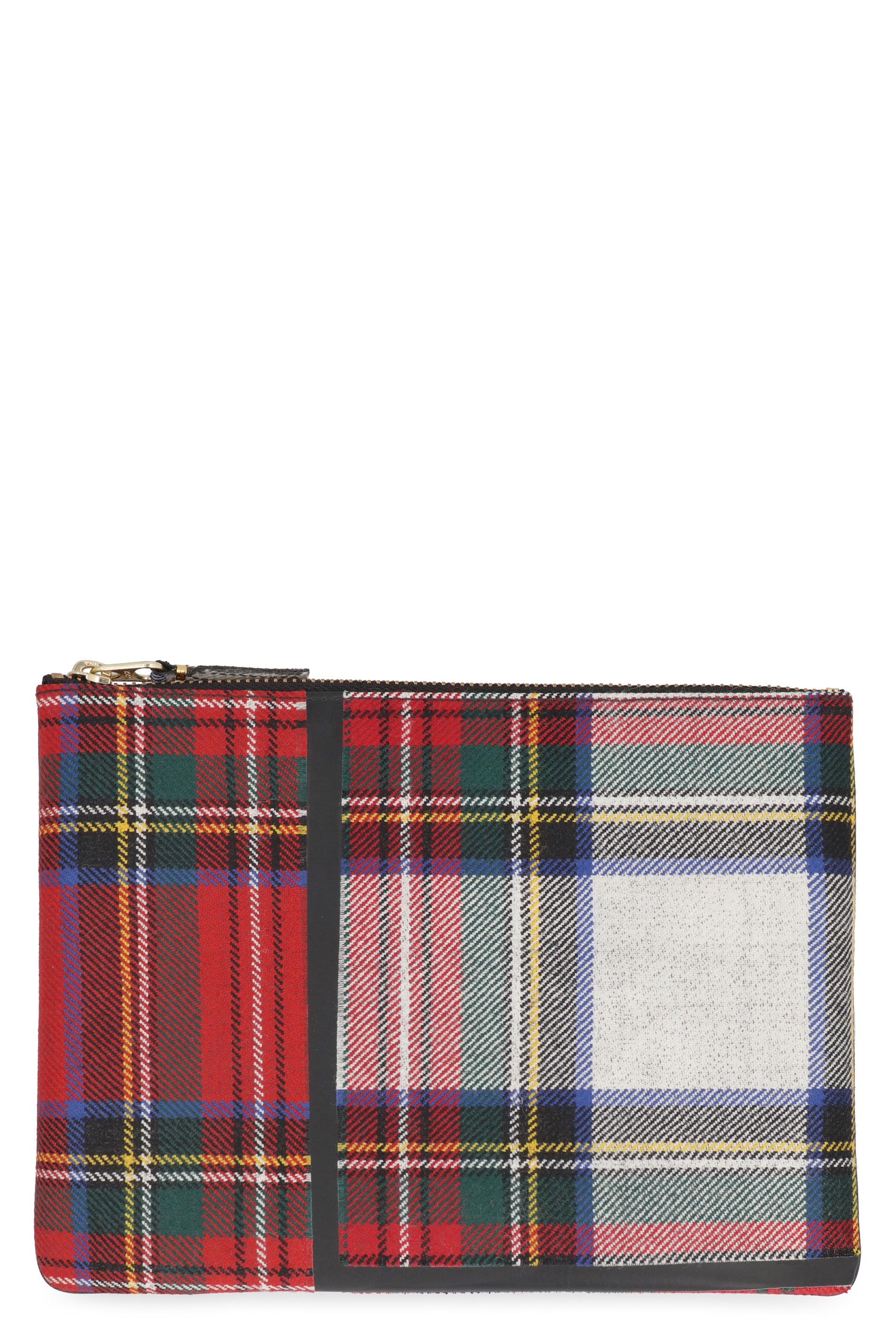 Tartan motif flat pouch