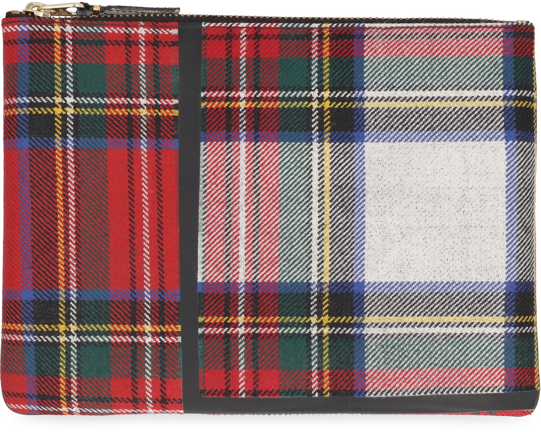 Tartan motif flat pouch