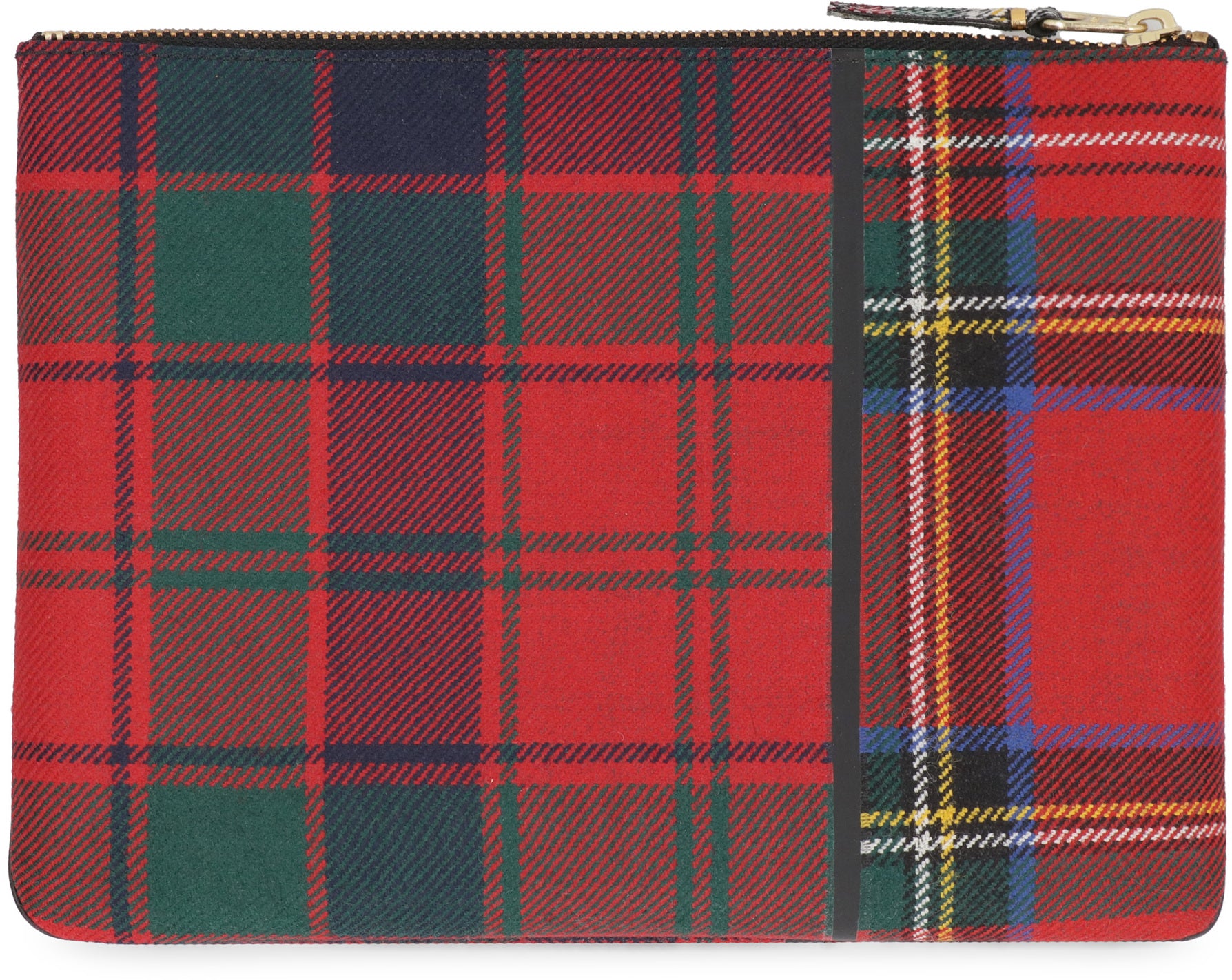 Tartan motif flat pouch