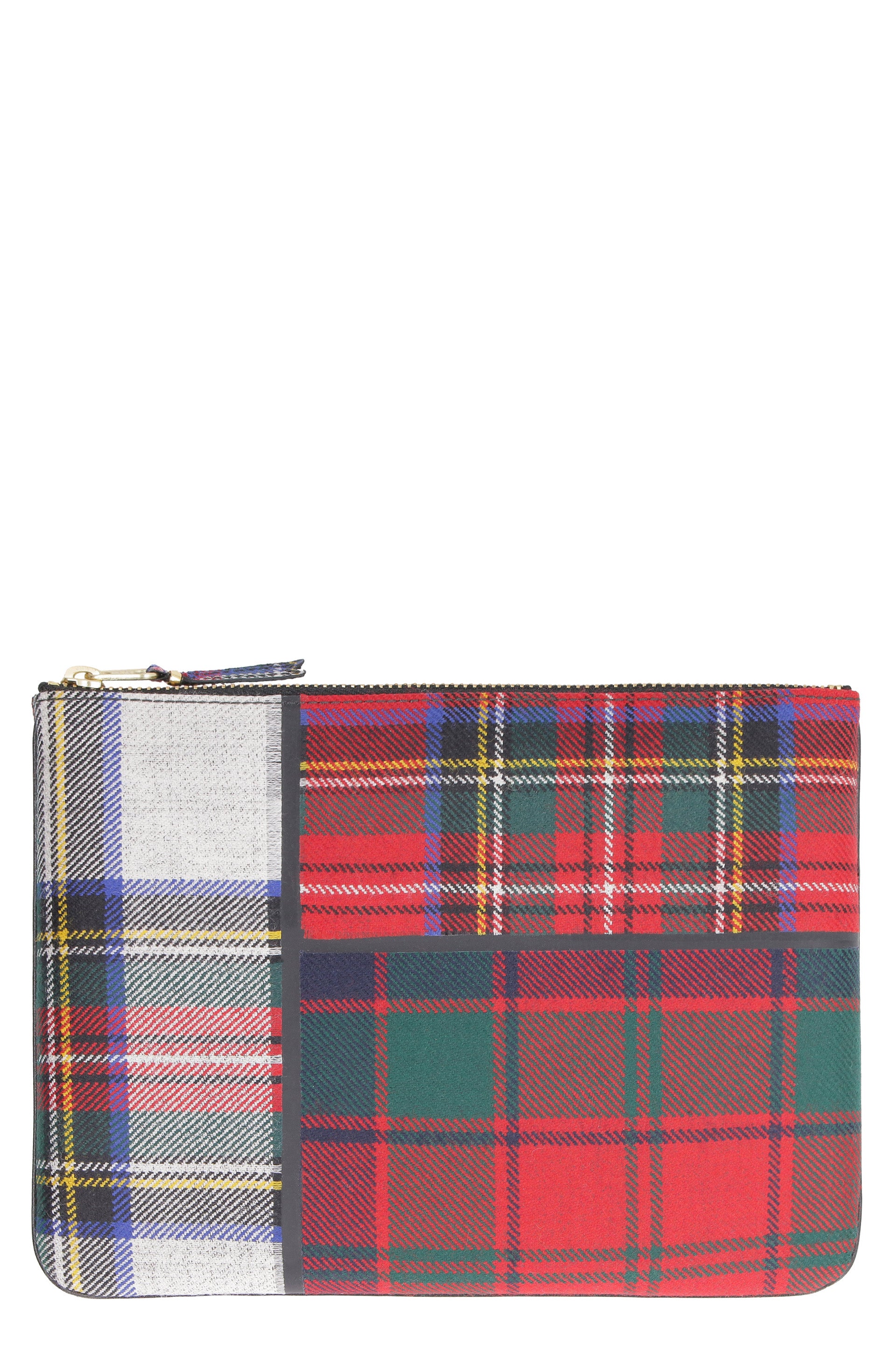 Tartan motif flat clutch