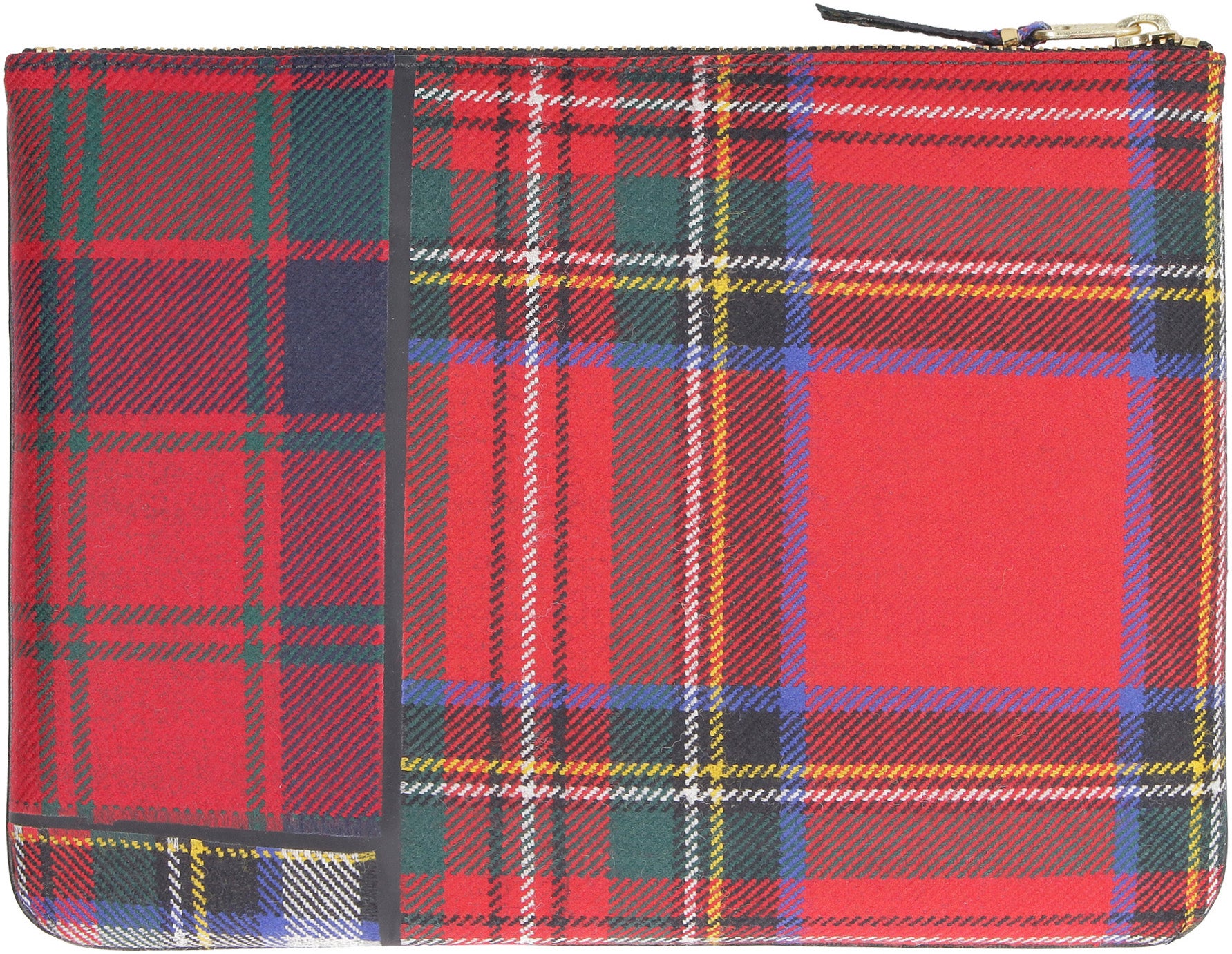 Tartan motif flat clutch