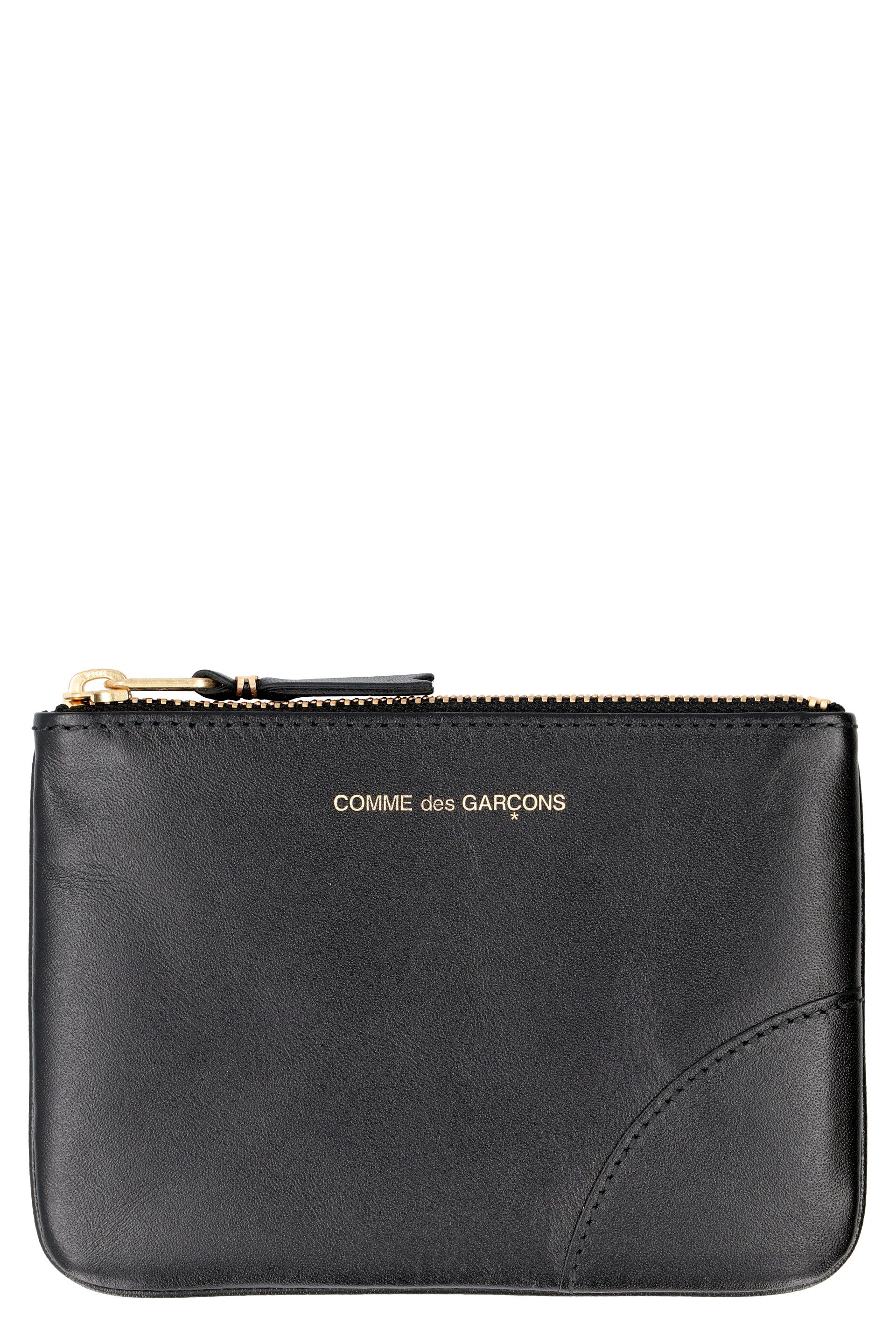 Logo detail flat leather pouch