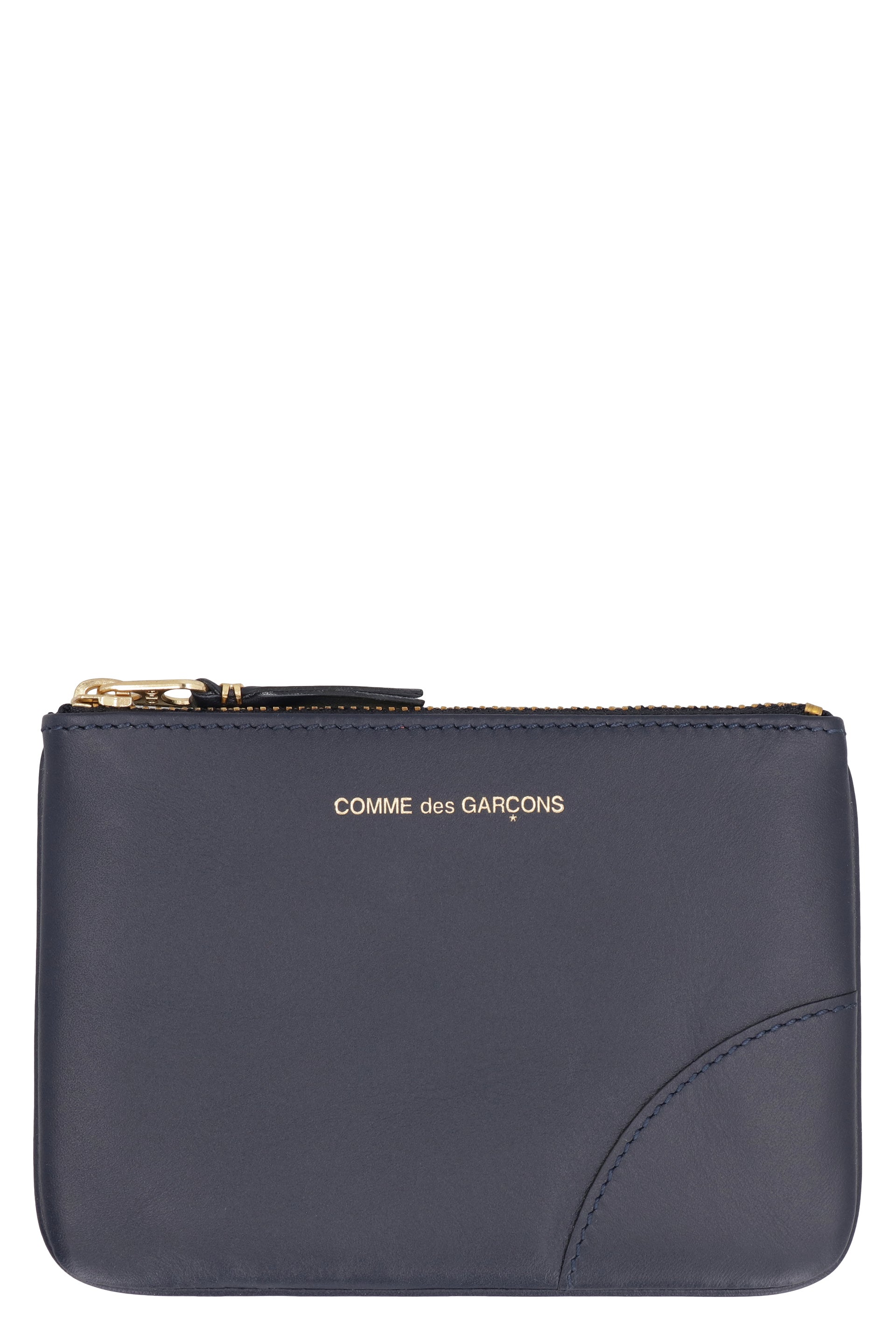 Logo detail flat leather pouch