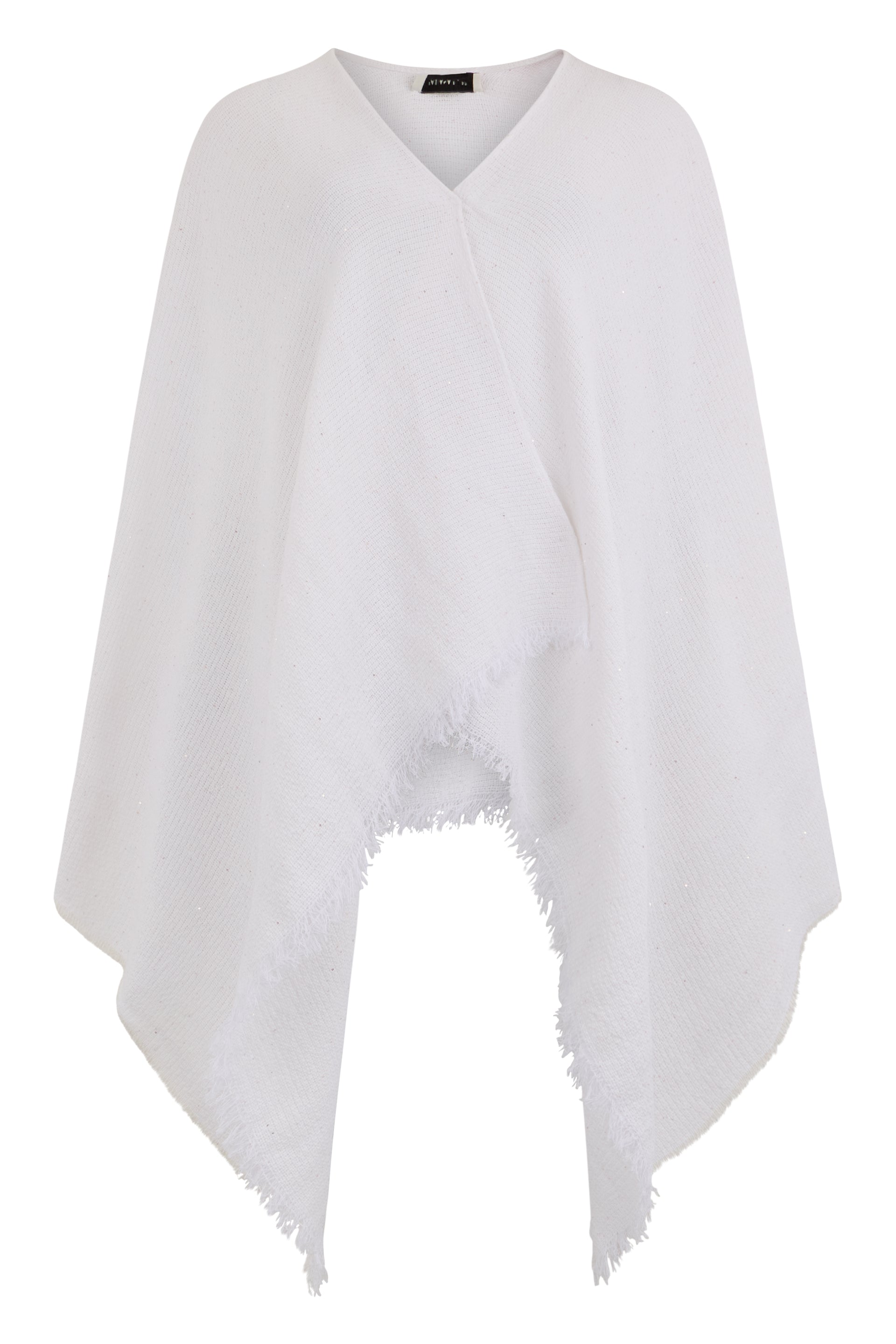 Elegant white poncho, fluid and versatile