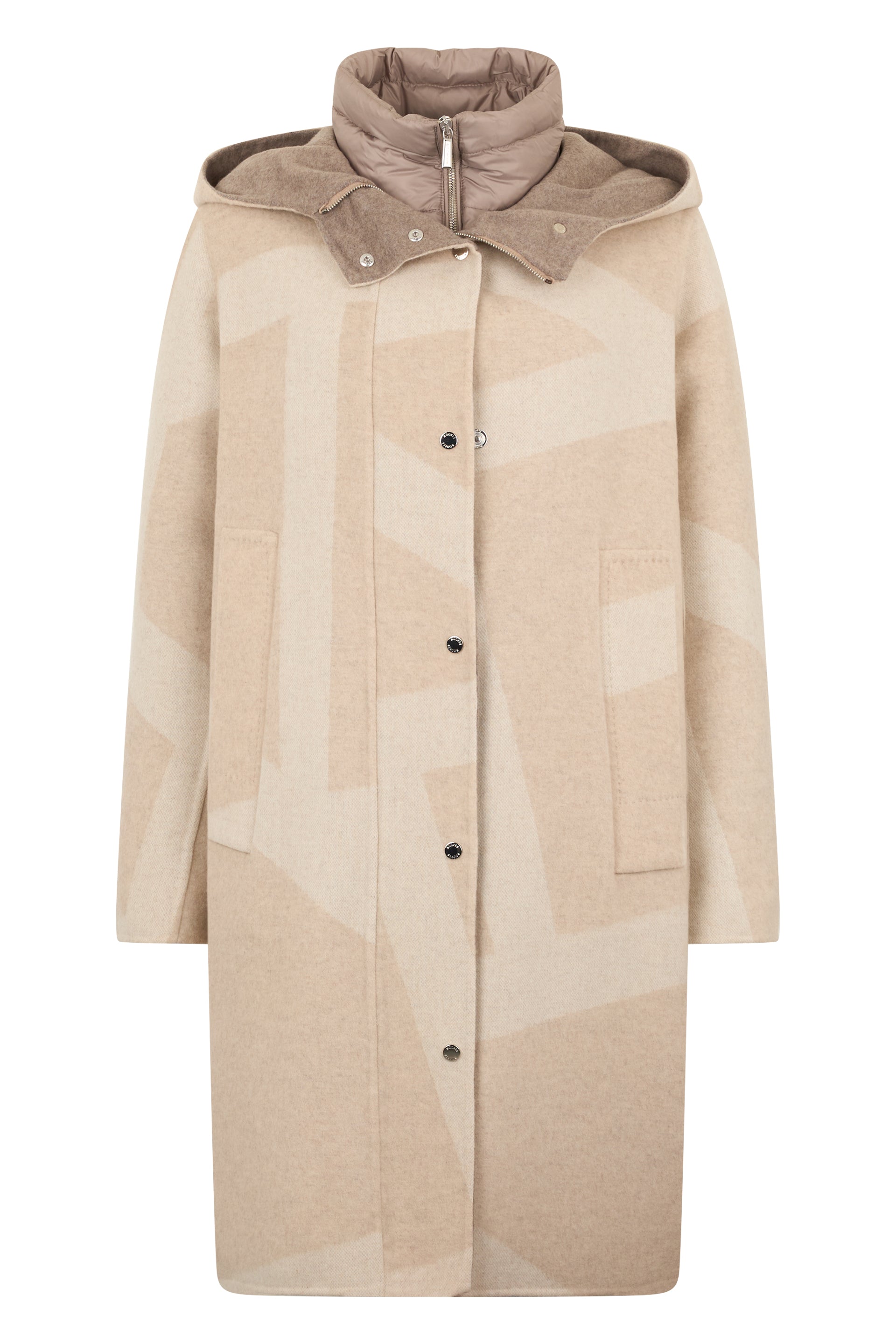 Elegant beige jacket with soft lined collar
