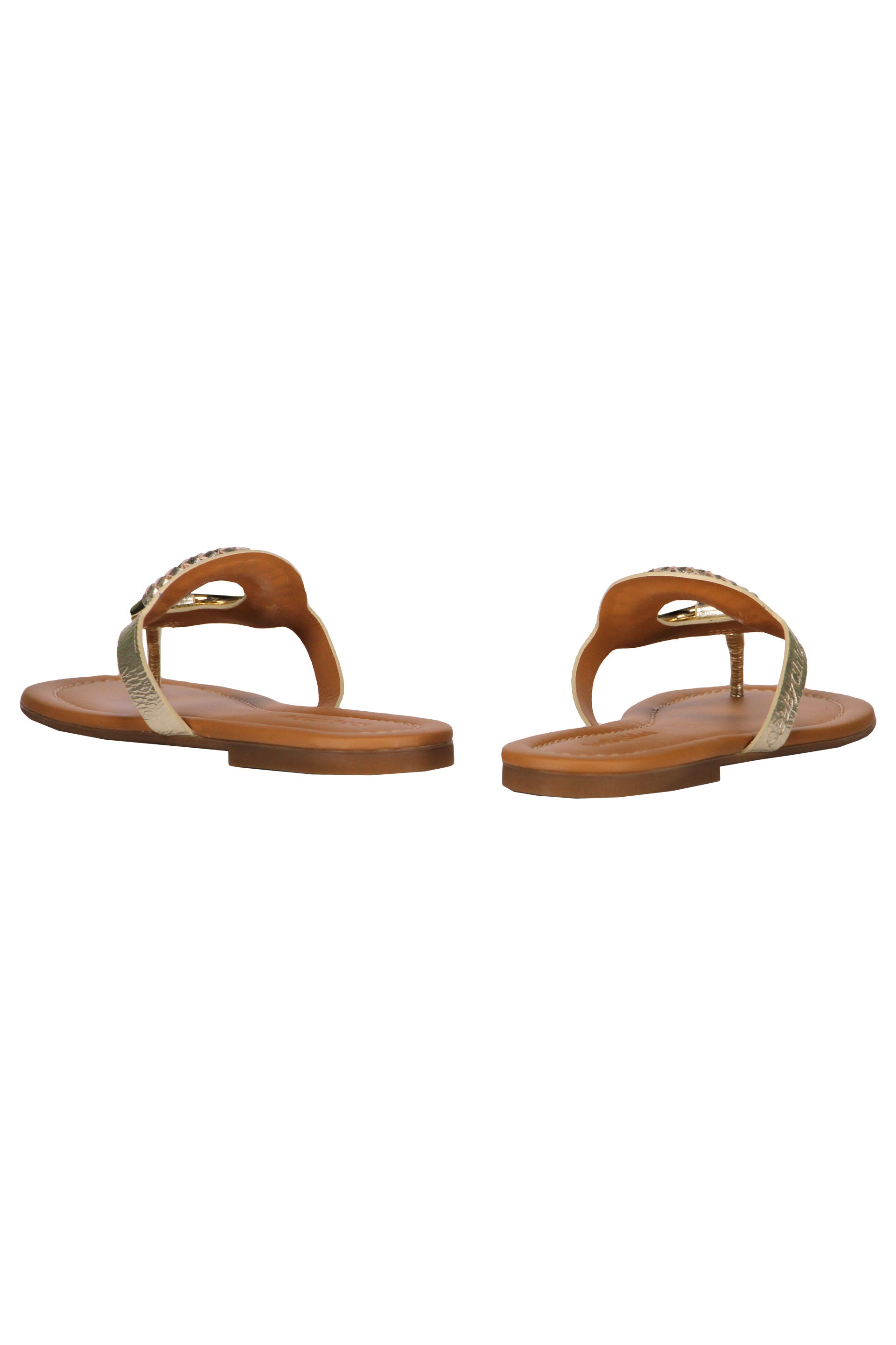 Metallic leather thong-sandals