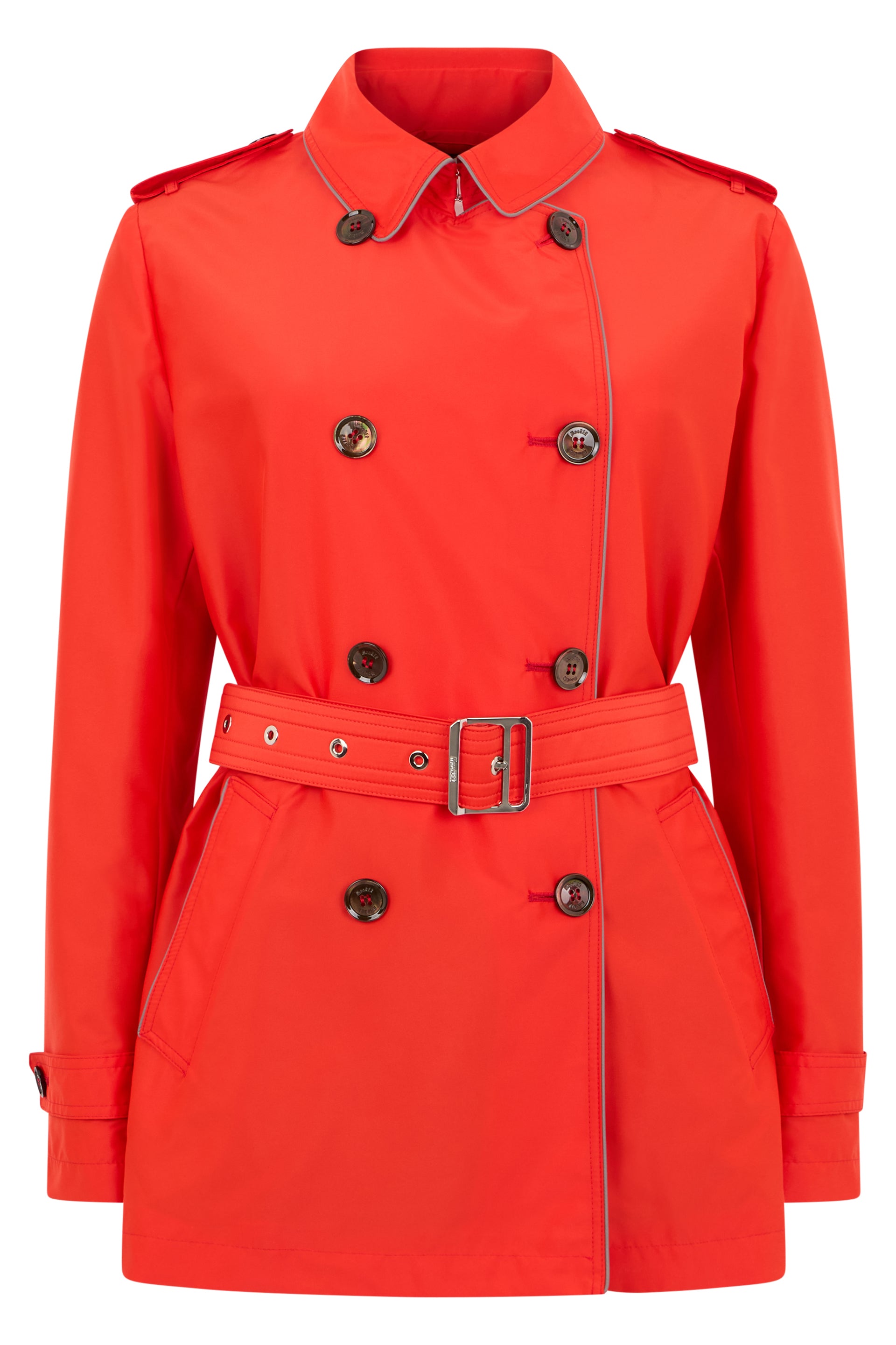Classic Red Trench with Belt and Buttons