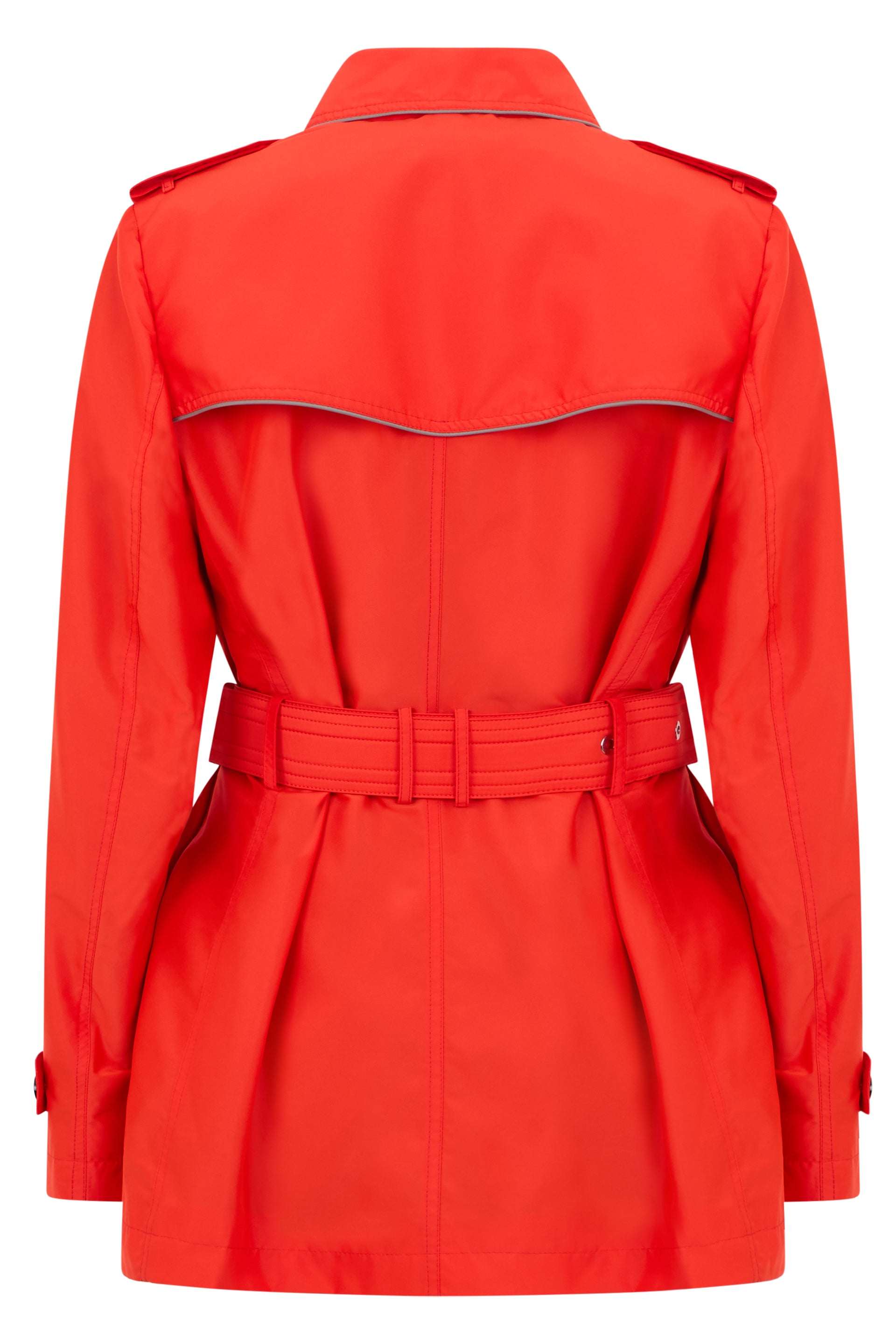 Classic Red Trench with Belt and Buttons