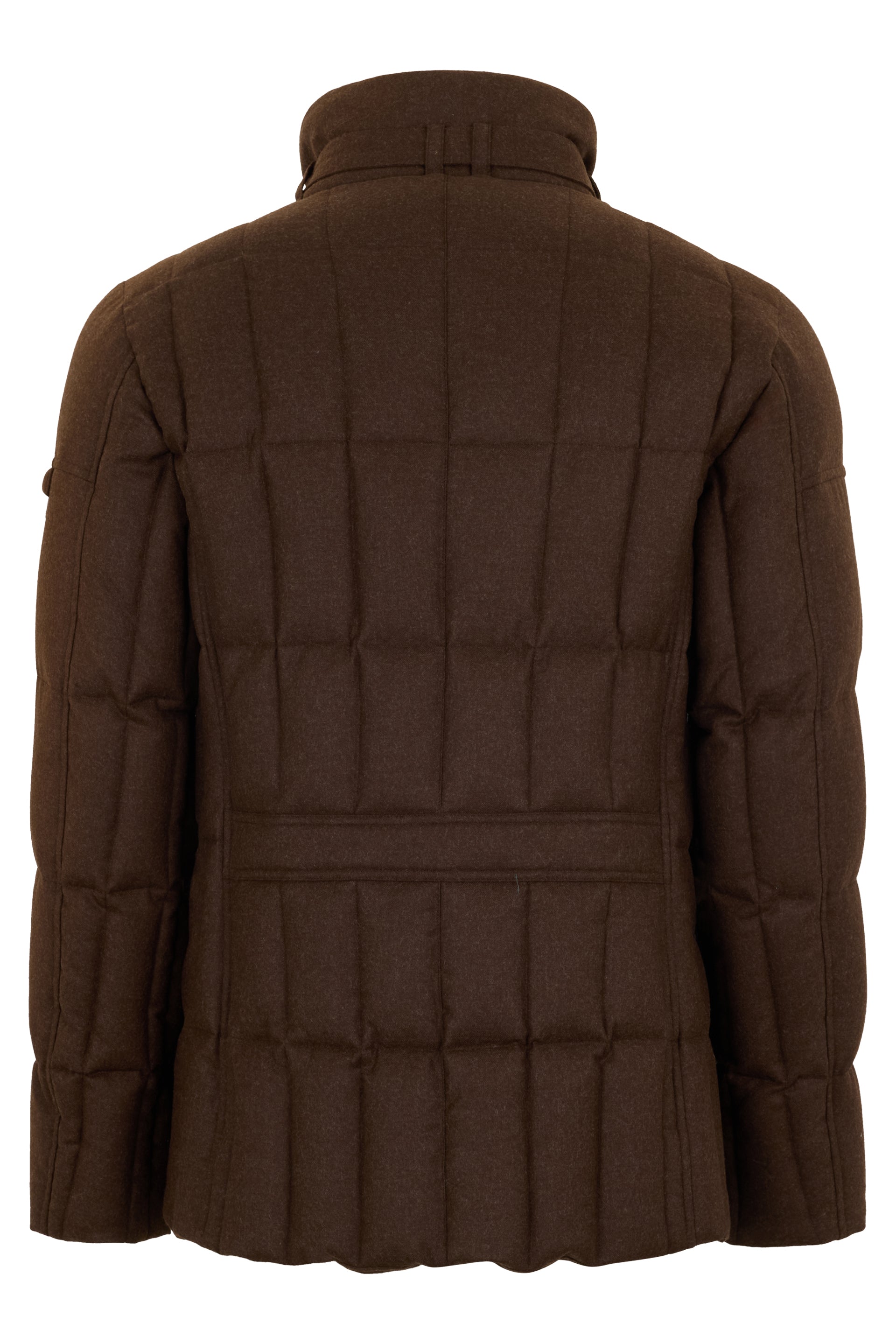 Elegant brown padded jacket with high collar