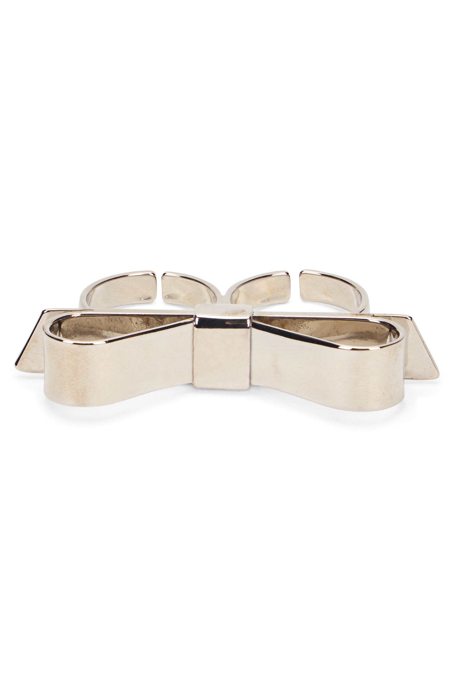 Double ring in silver color with an elegant and distinctive bow.