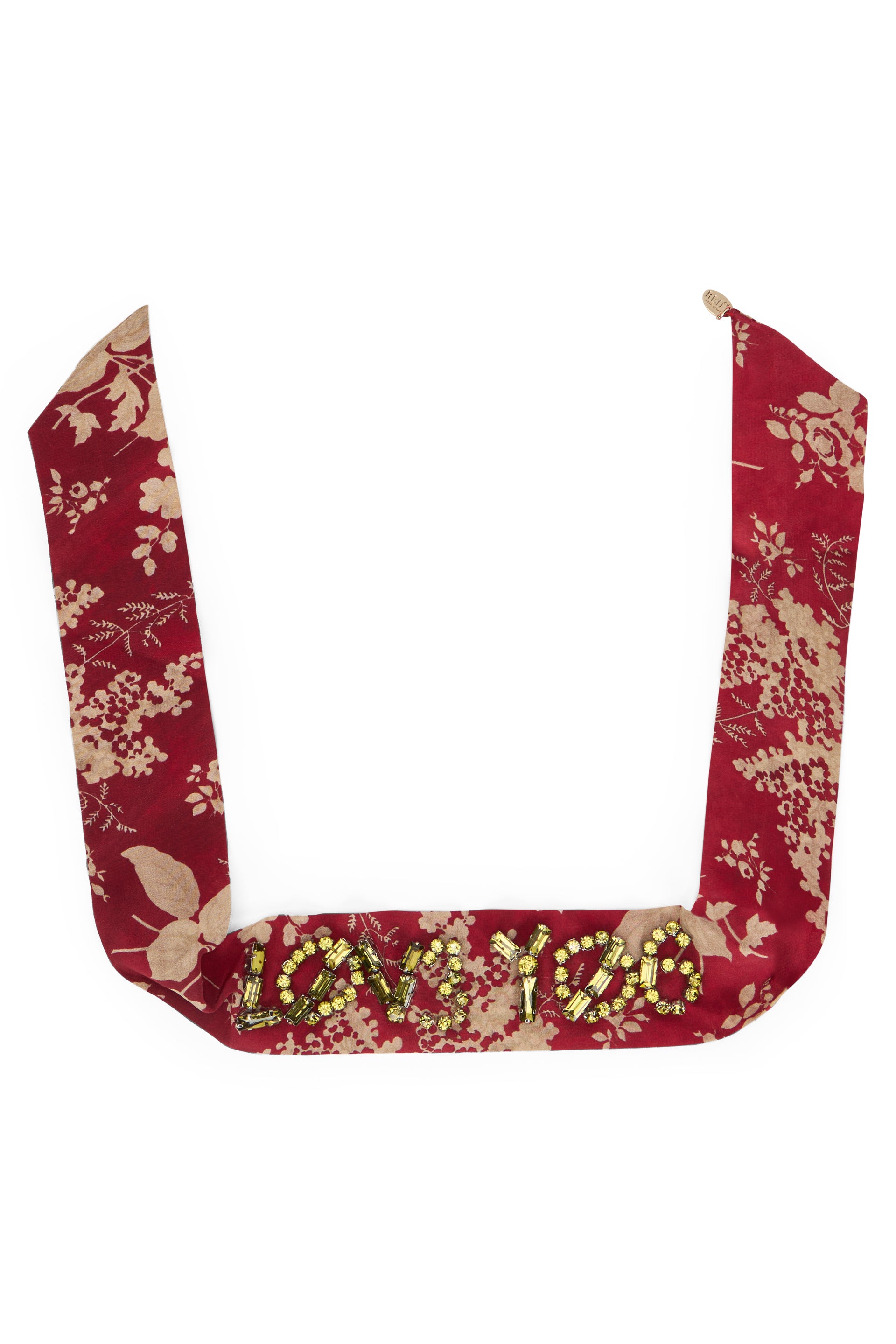 Headband in bordeaux color with floral pattern, lightweight and elegant.