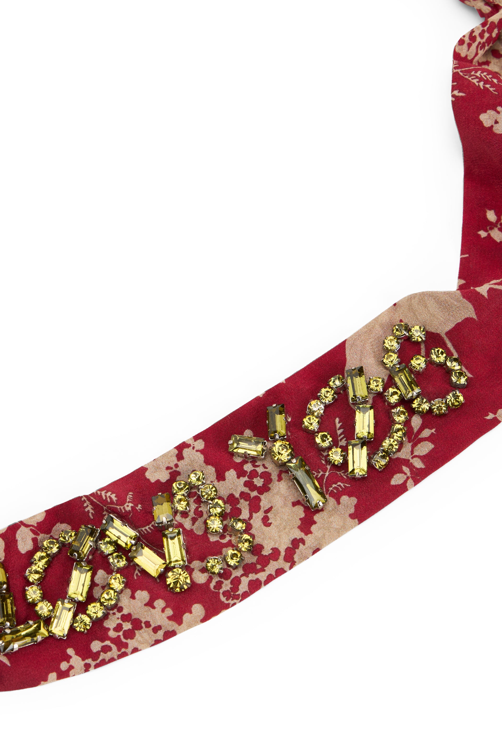 Headband in bordeaux color with floral pattern, lightweight and elegant.
