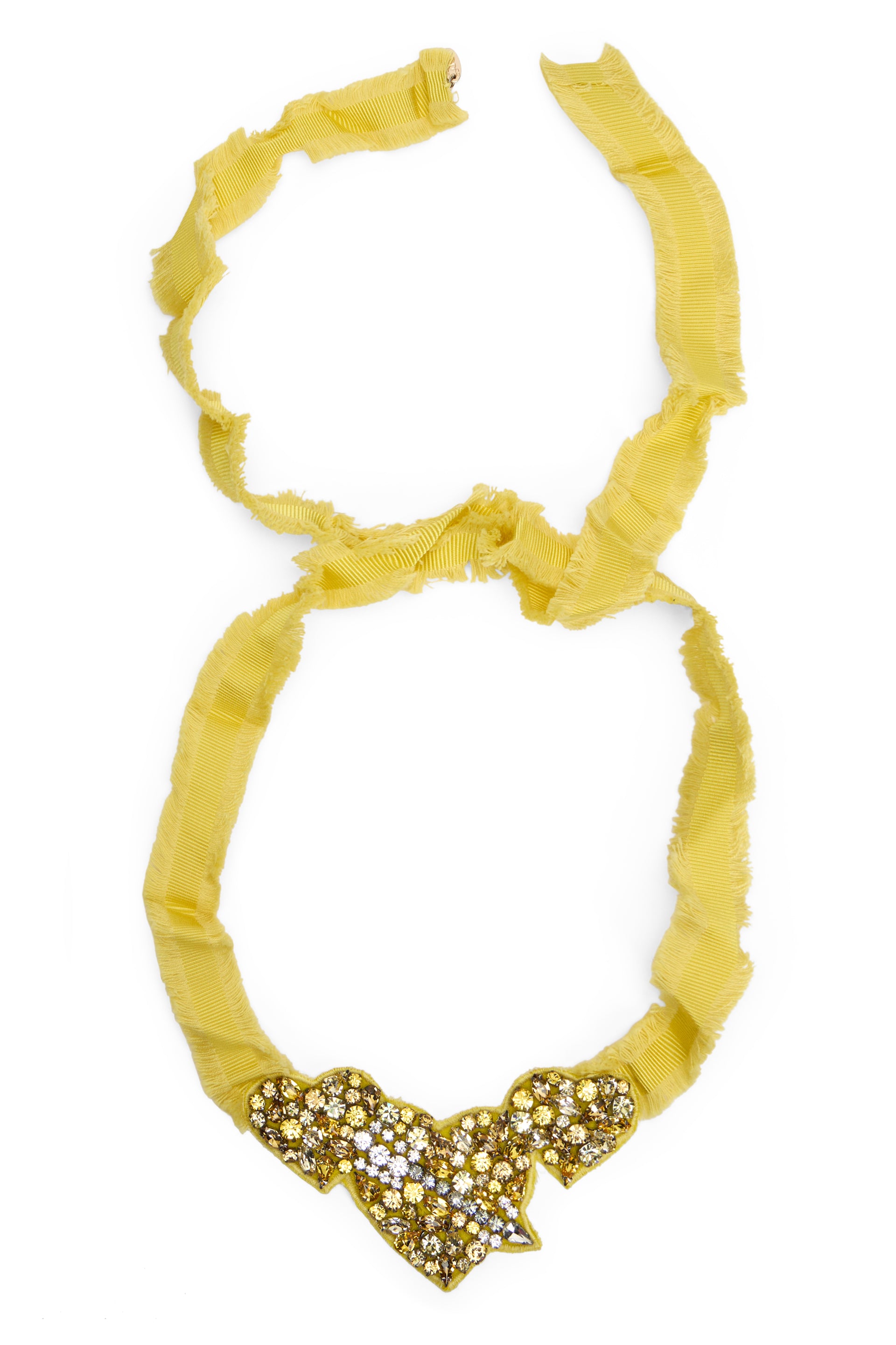 Elegant yellow necklace with rhinestones and crystals.