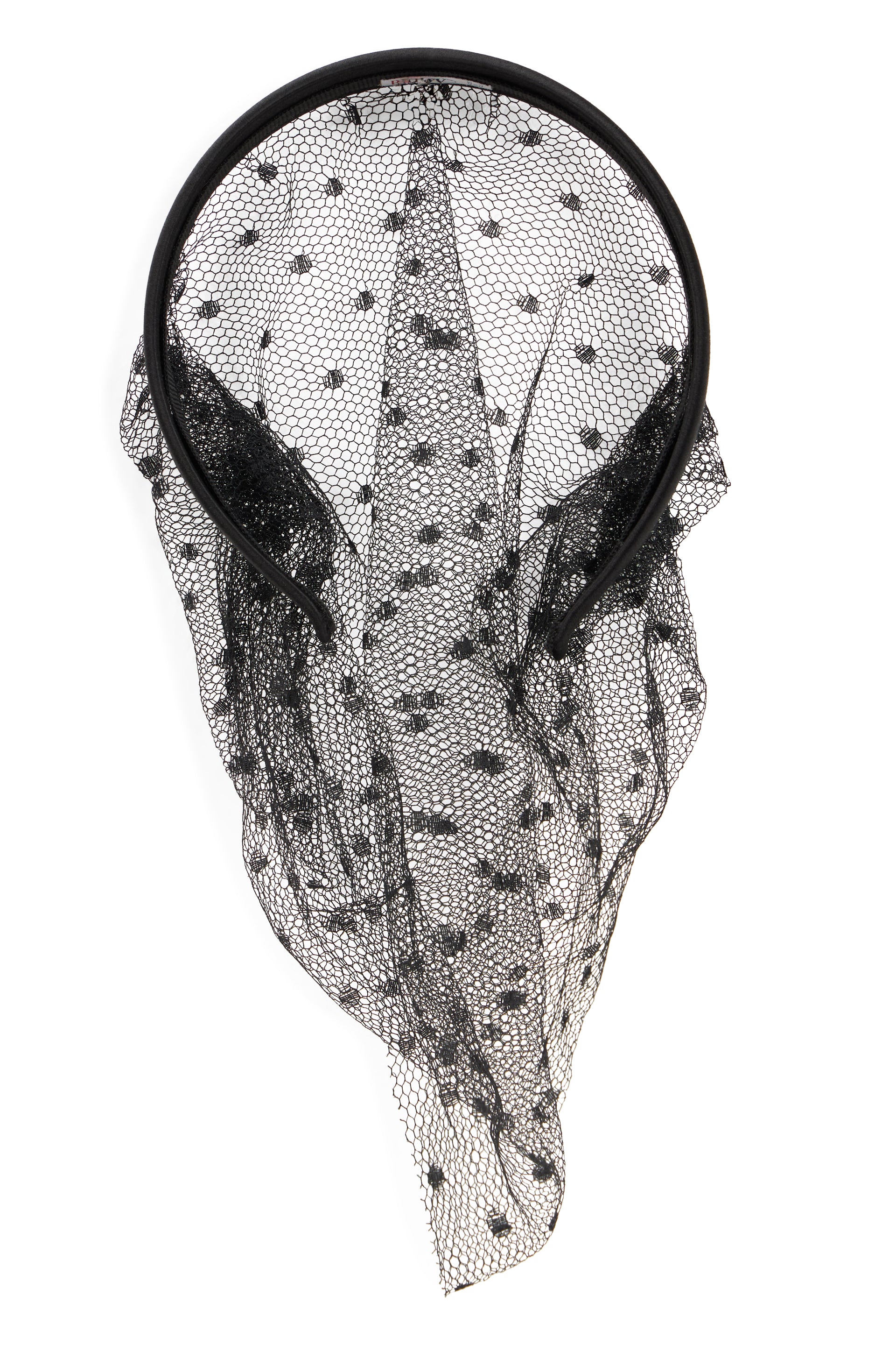 Elegant black hairband with decorative net.