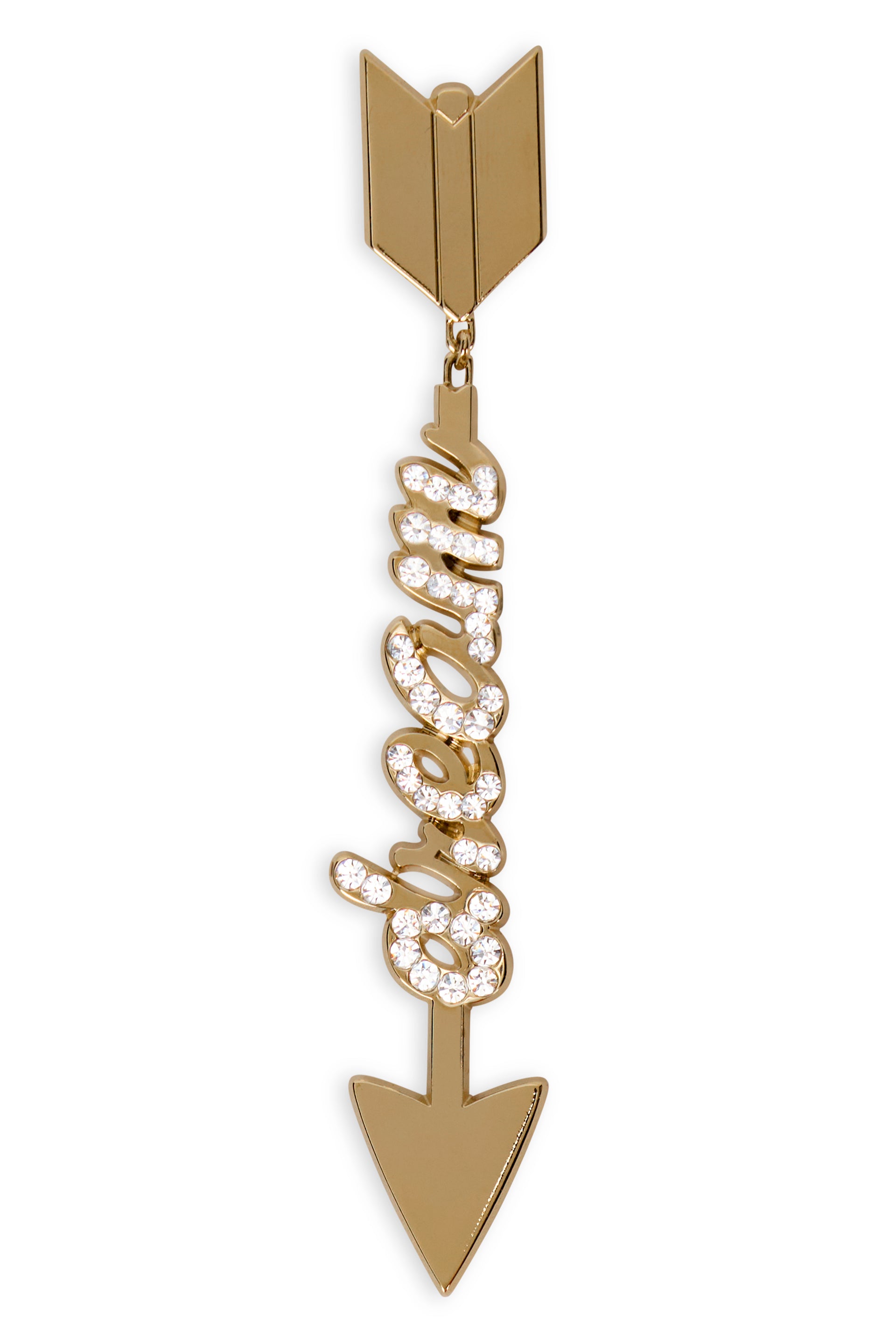 Elegant arrow-shaped earring in gold-plated metal.