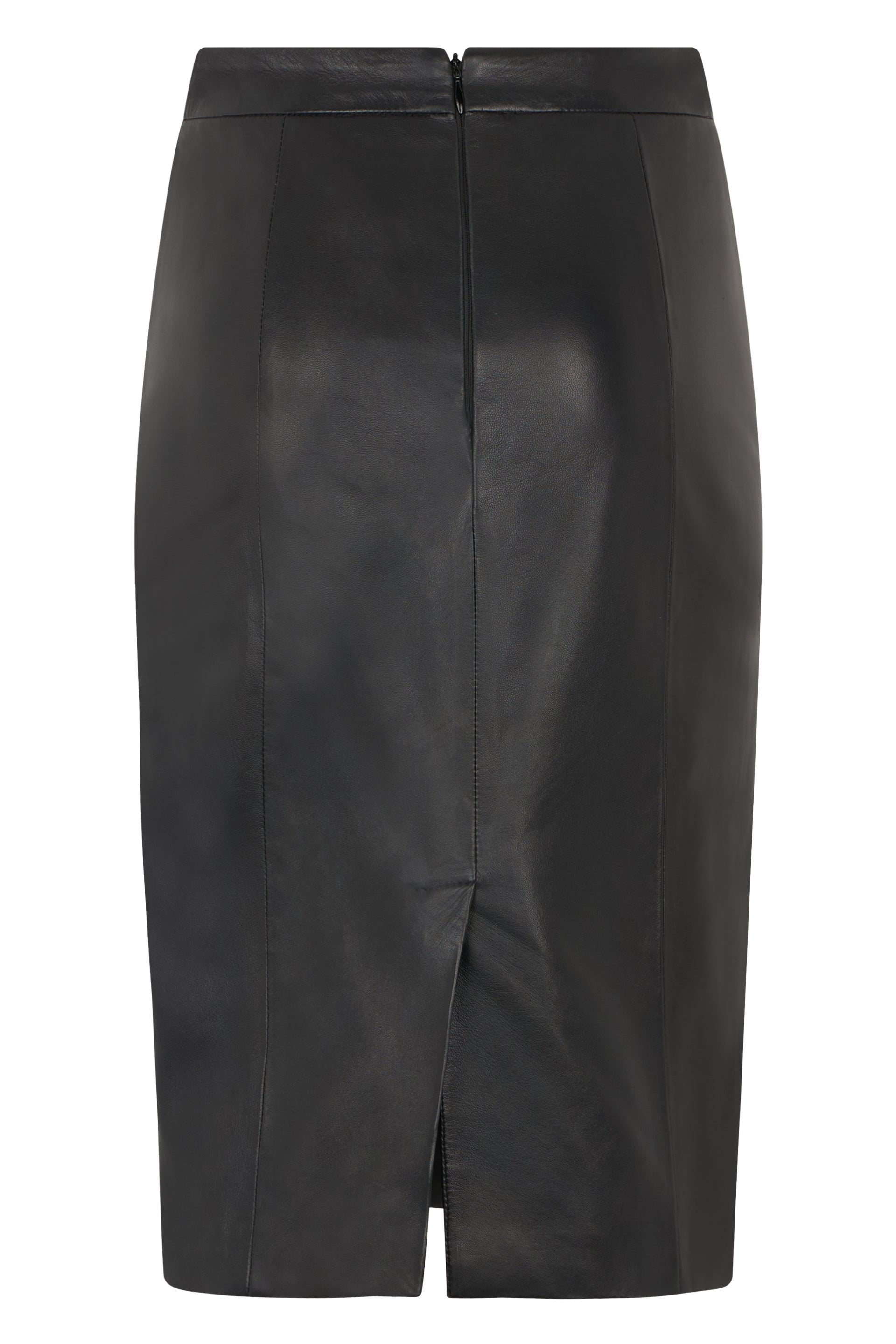 Black leather dress in a fitted design with elegant and versatile style.