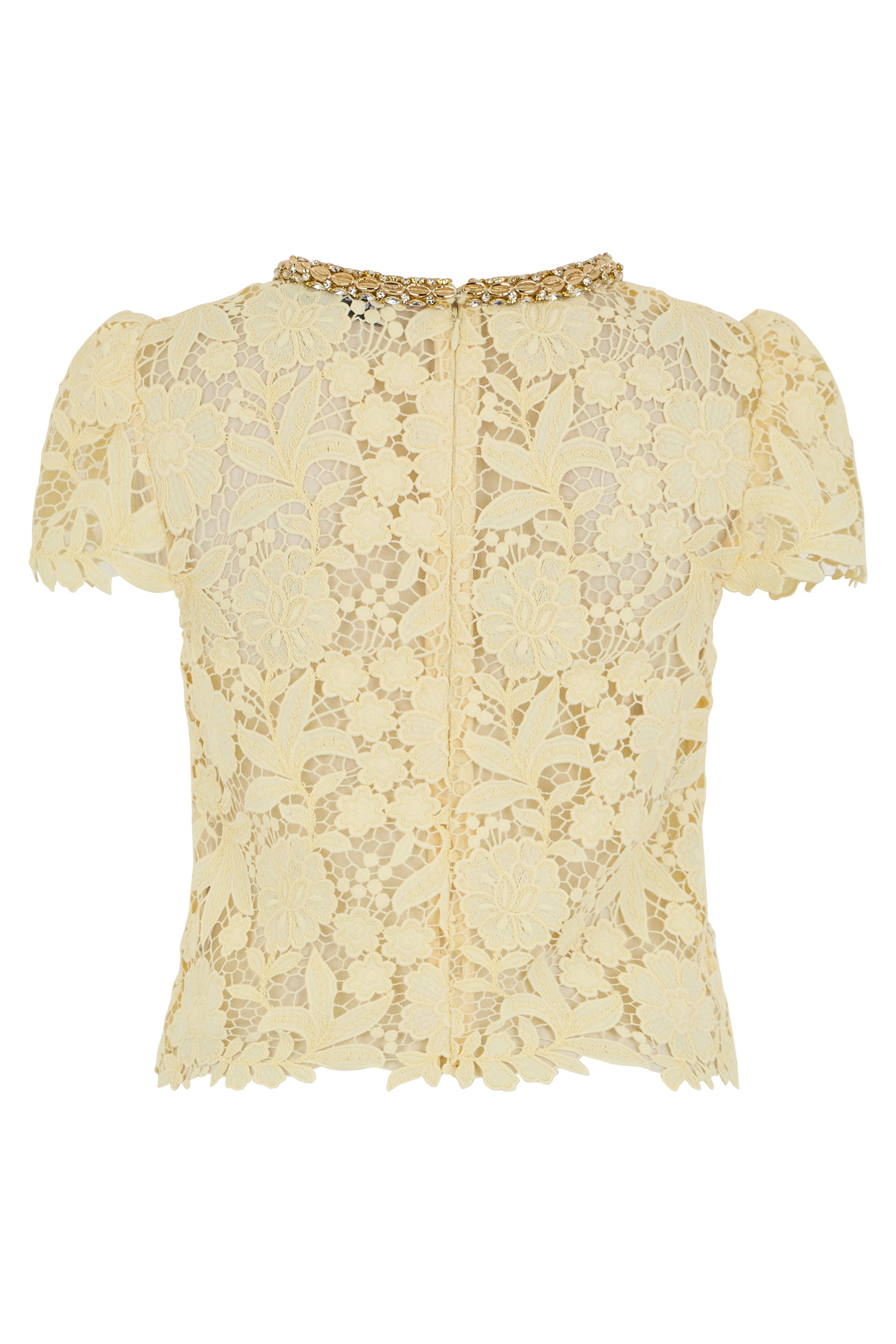 Lace top with jewel collar