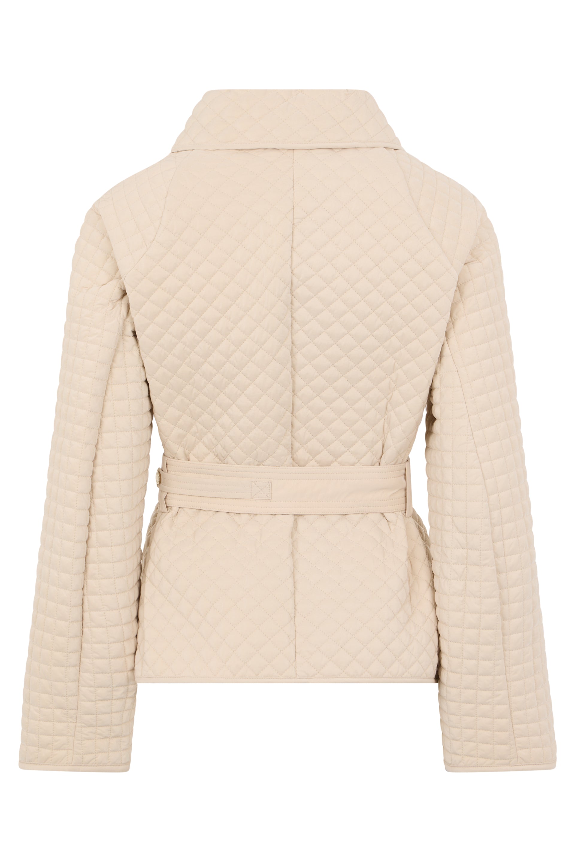 Elegant beige jacket with belt at waist