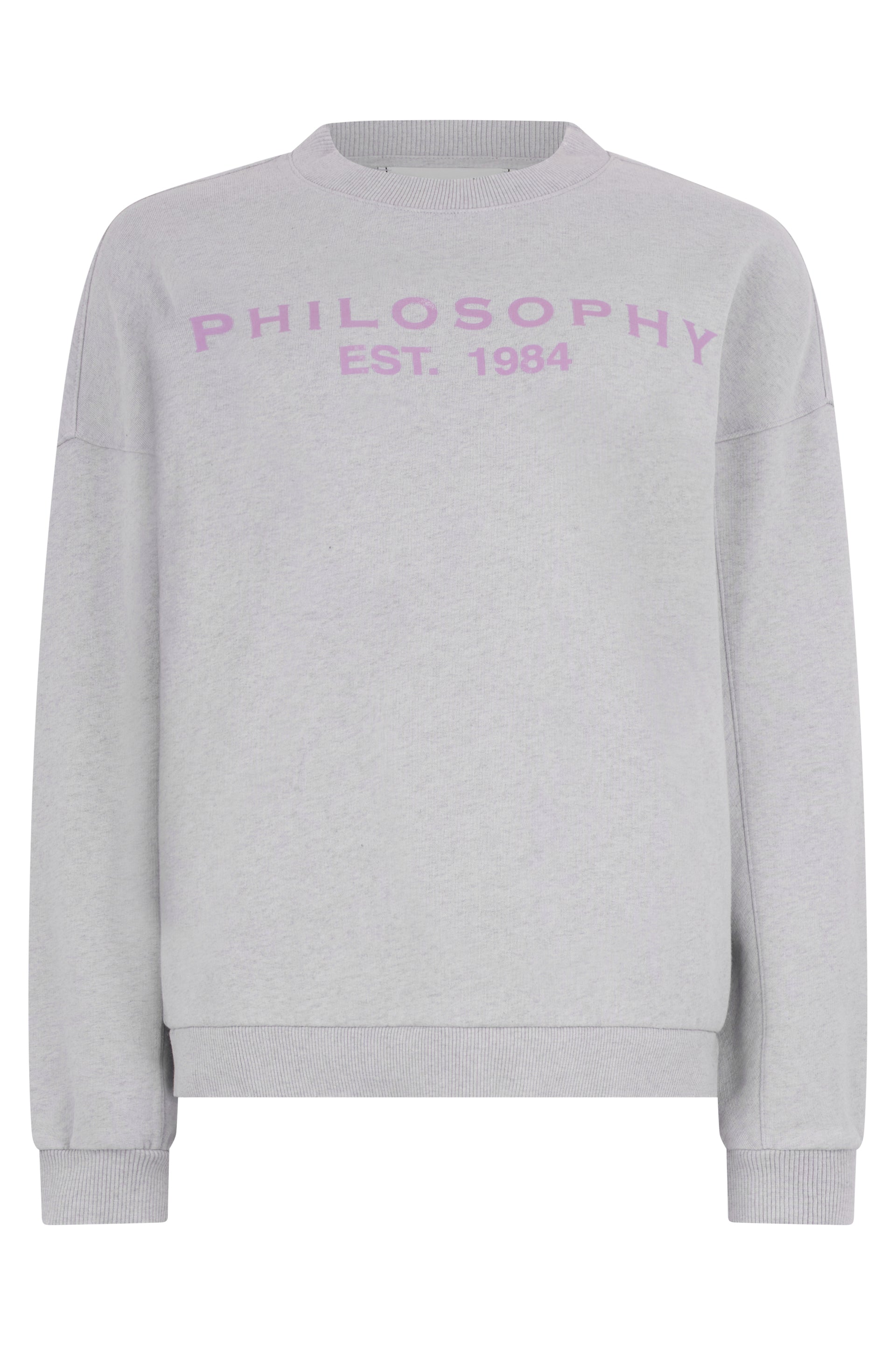 Light gray melange sweatshirt with long sleeves and versatile design.