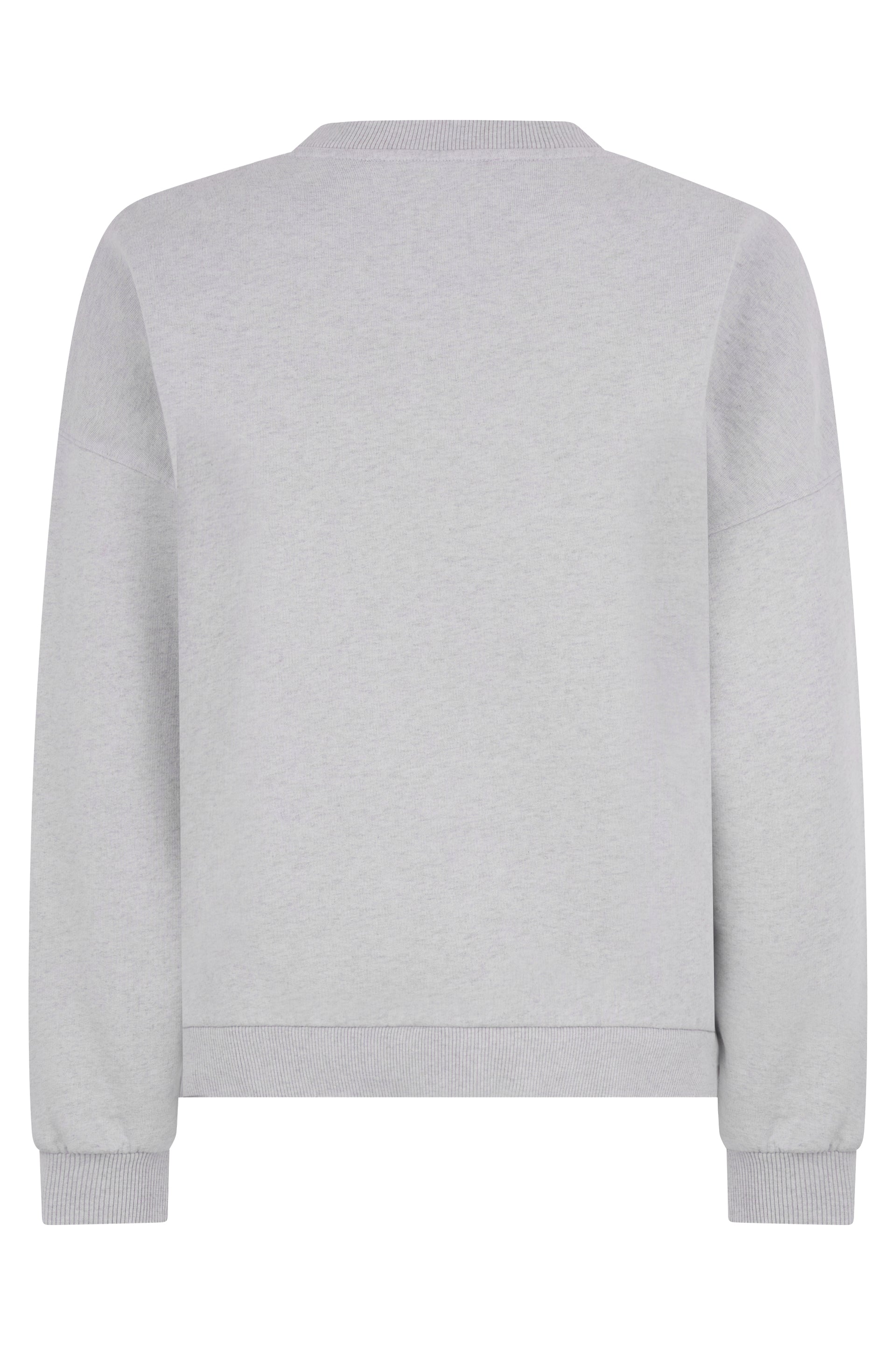 Light gray melange sweatshirt with long sleeves and versatile design.
