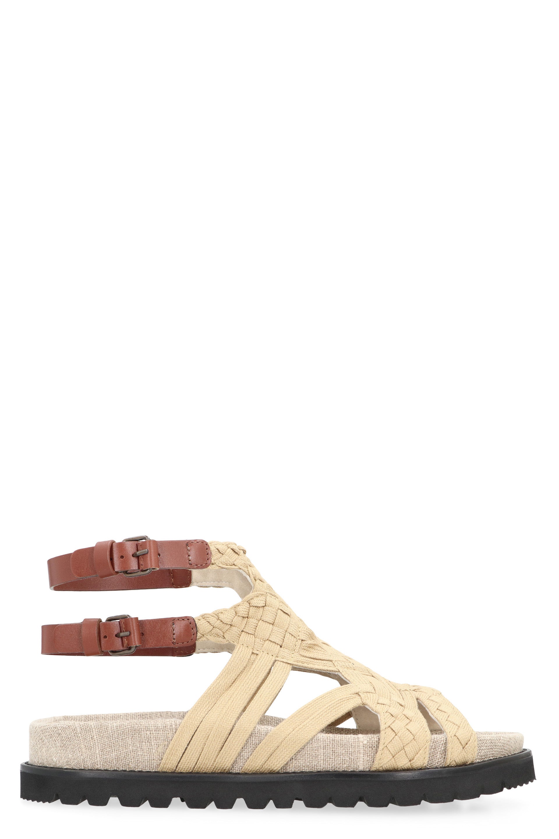 Low sandals in woven material