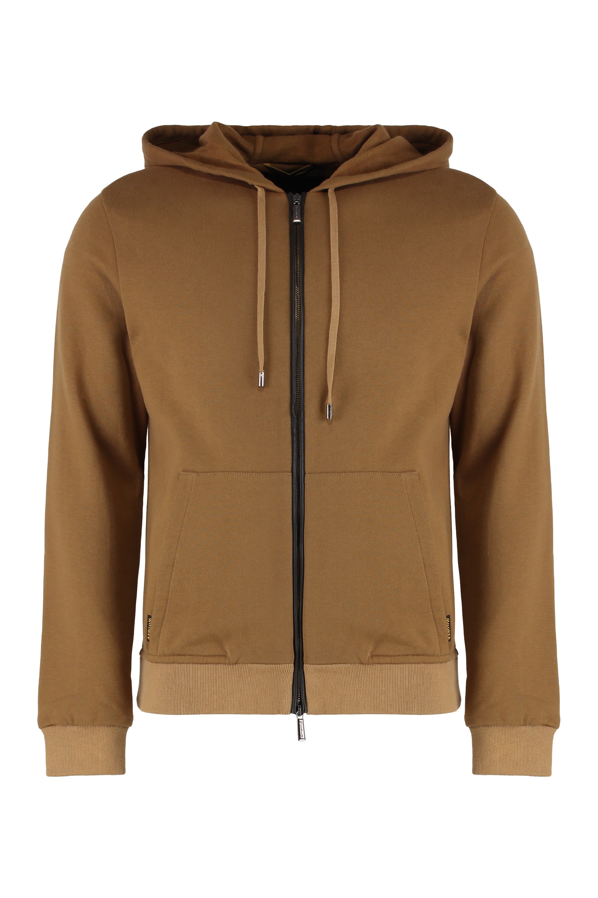 Hooded sweatshirt with zip in cotton blend.