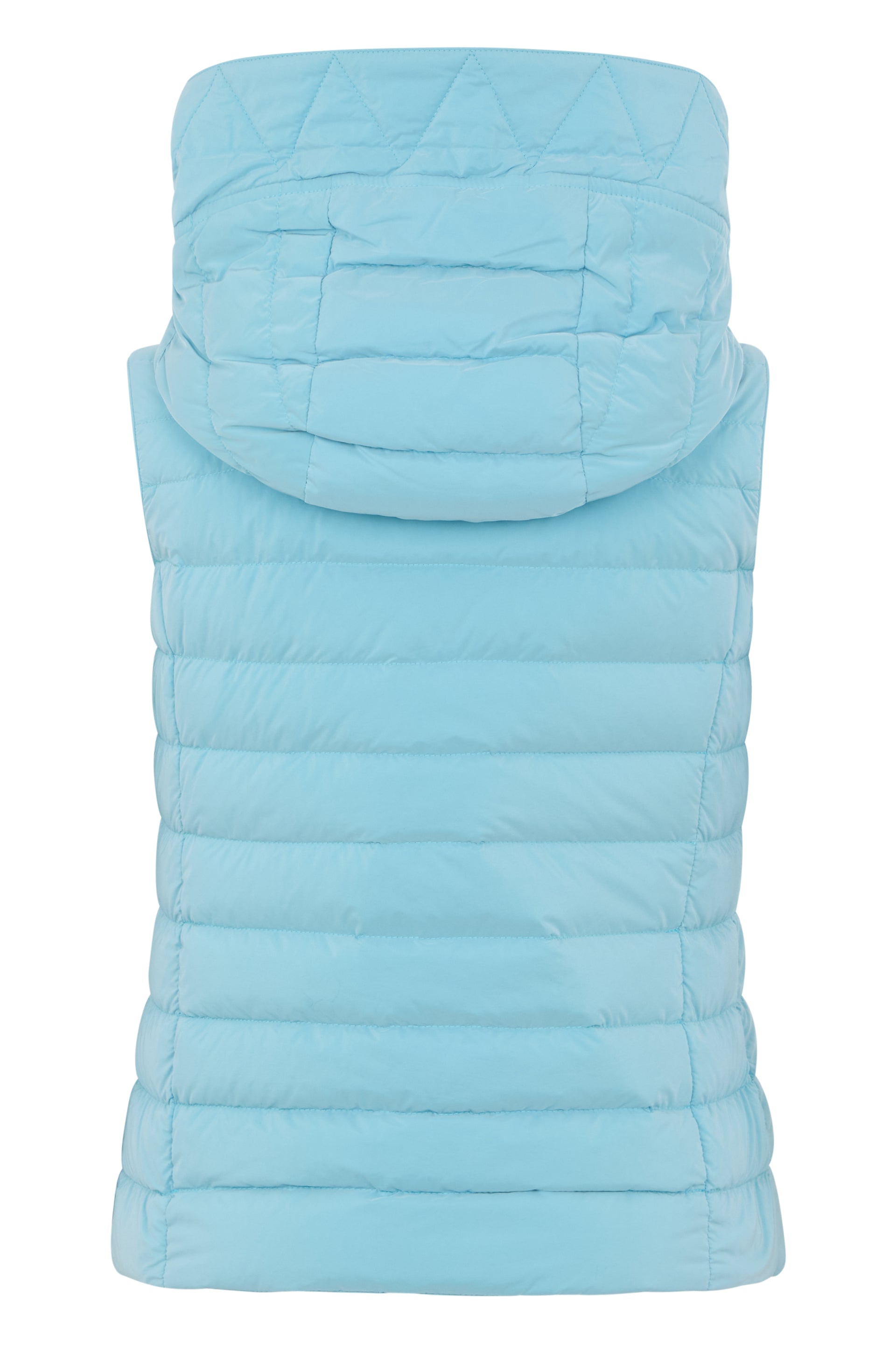 Blue sleeveless vest with hood