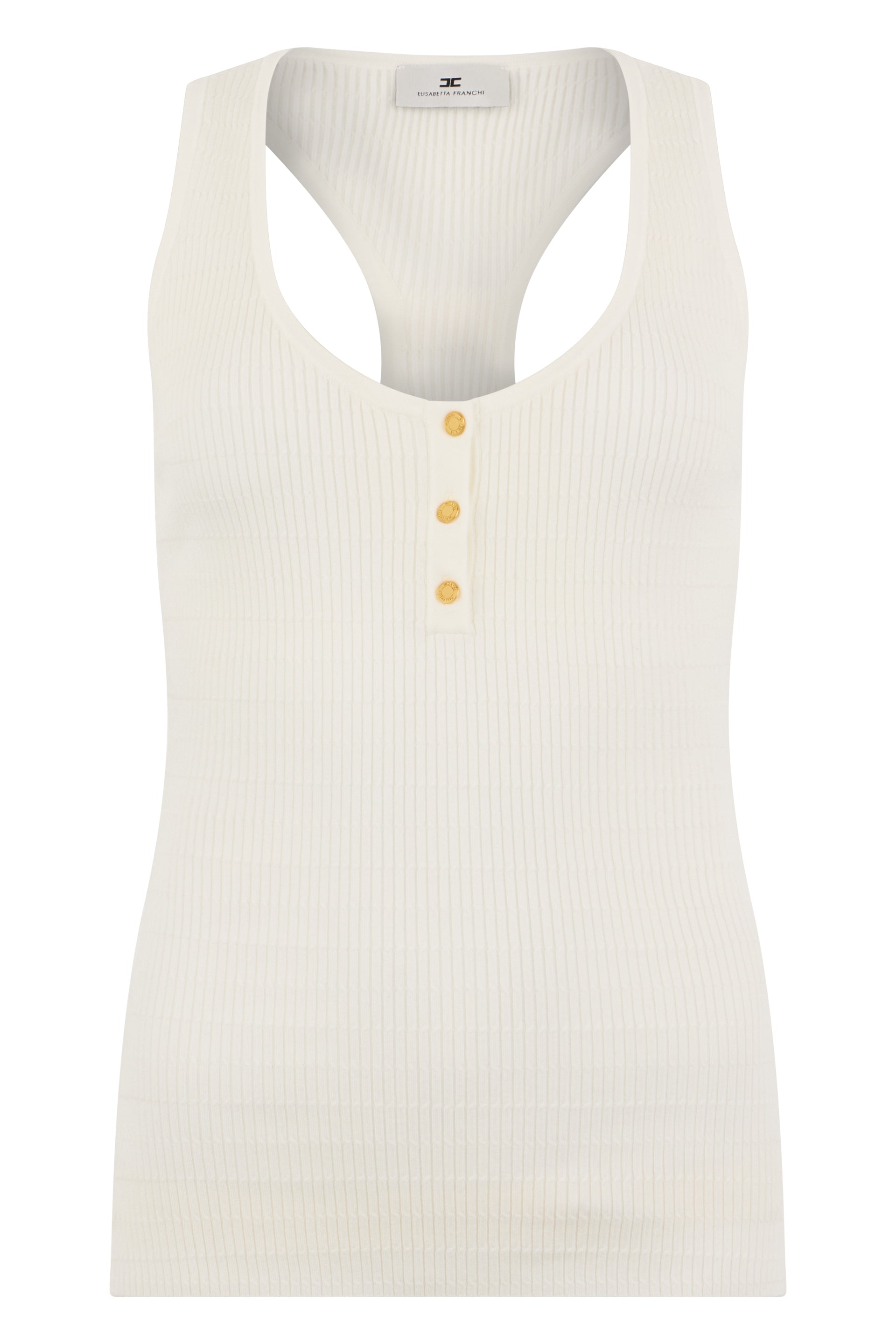 Ribbed tank top with buttons
