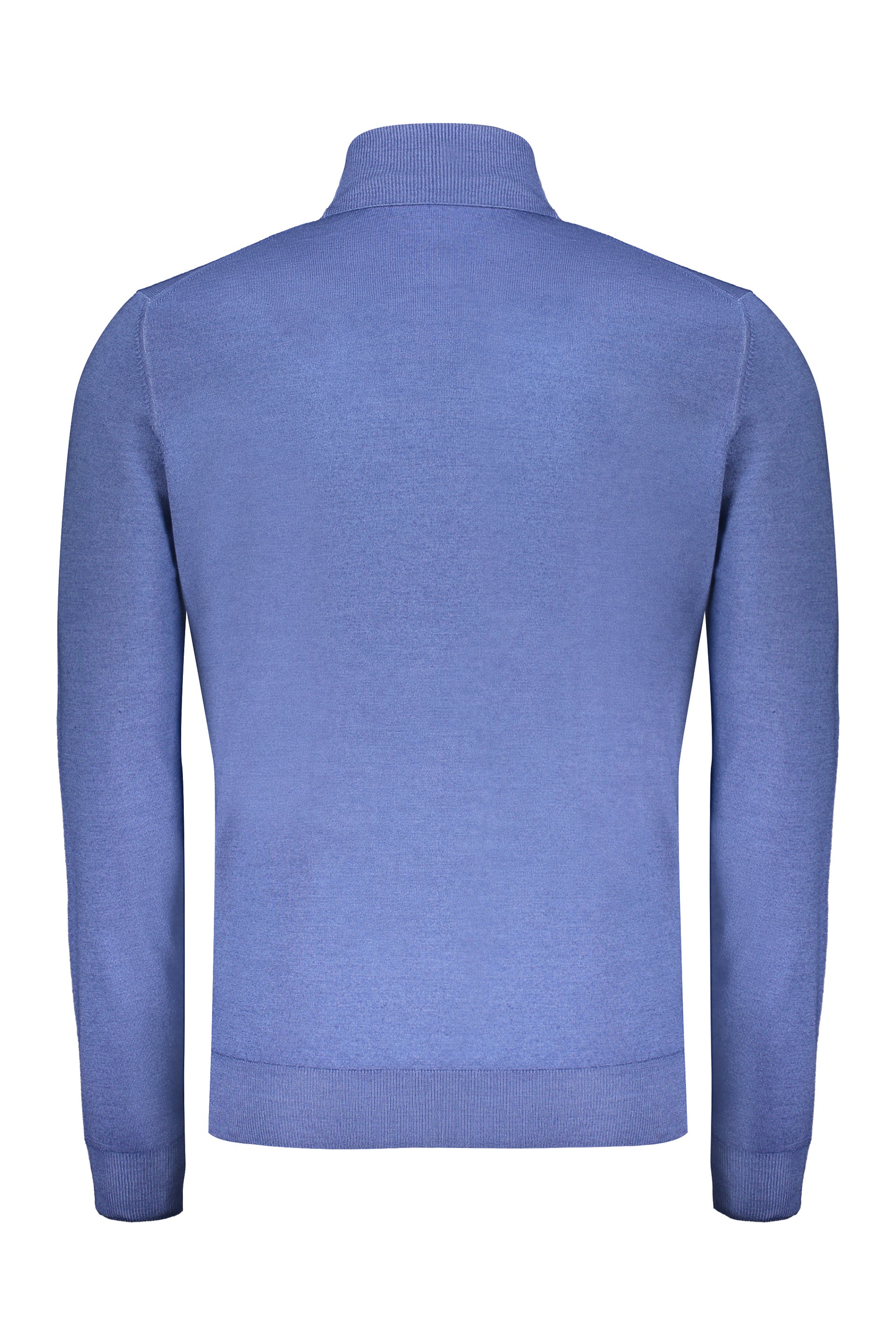 Blue elegant long-sleeve sweater high collar