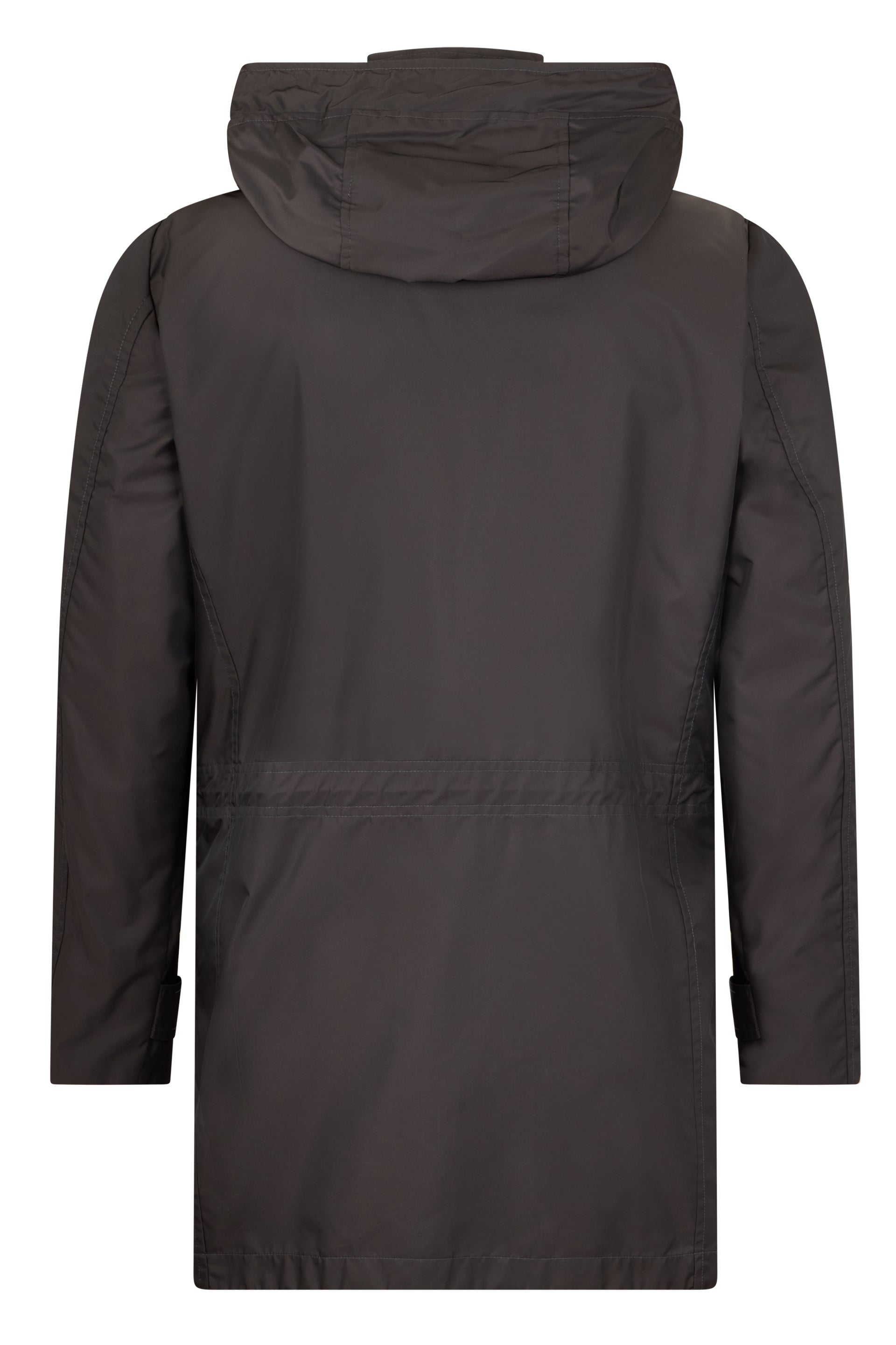 Brown jacket with adjustable hood