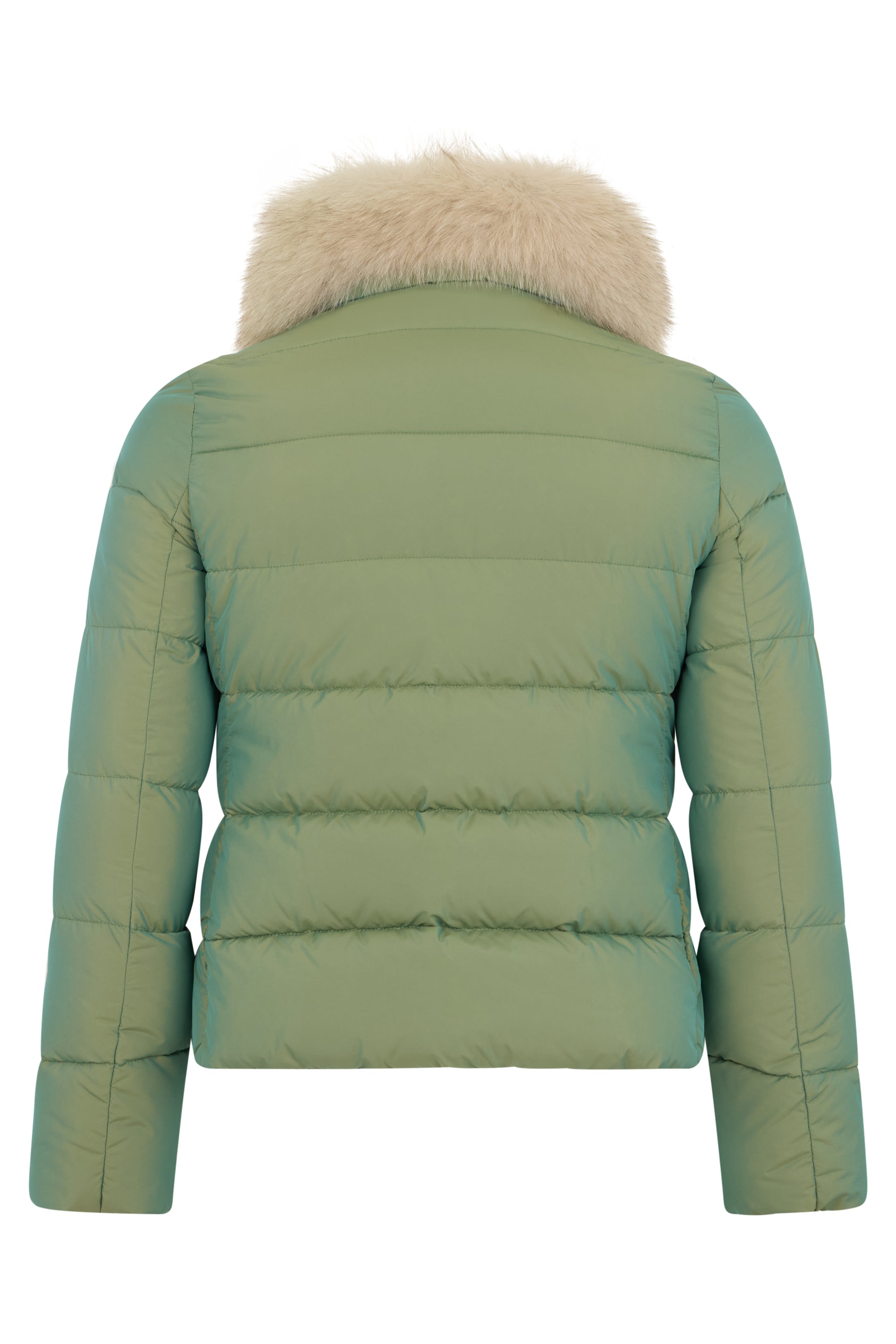 Green padded jacket with fur