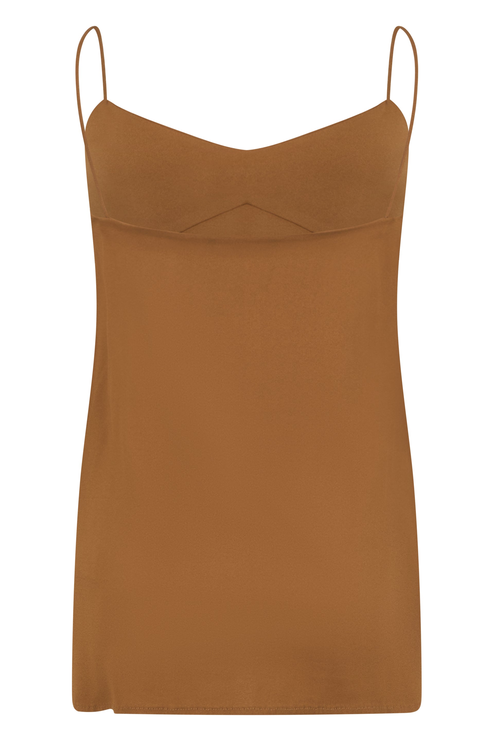 Brown casual top with a wide neckline.