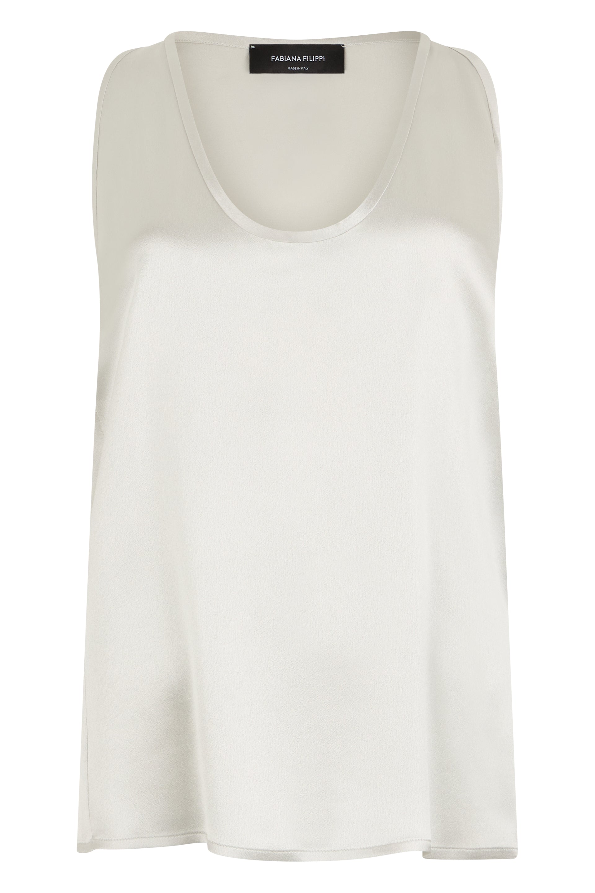 Elegant white blouse with a wide neckline.