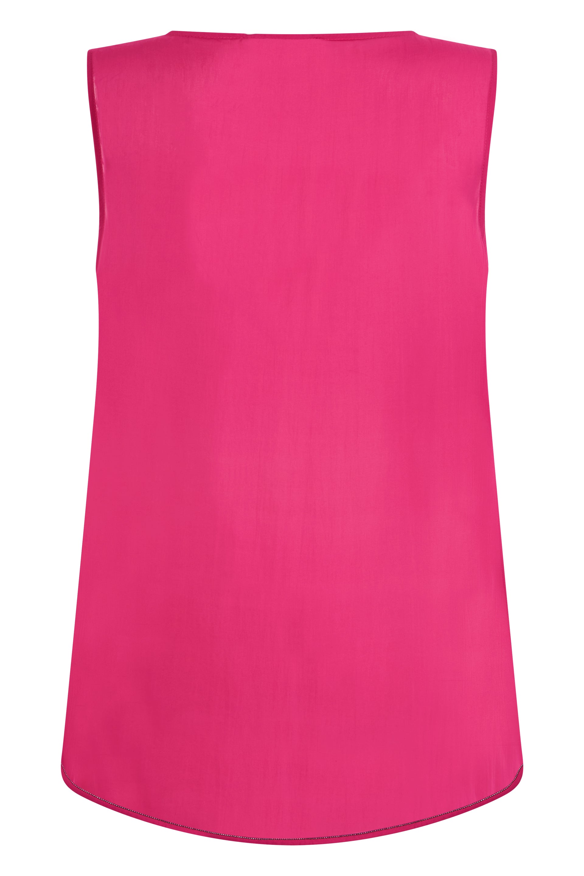 Fuchsia sleeveless blouse, casual and versatile.