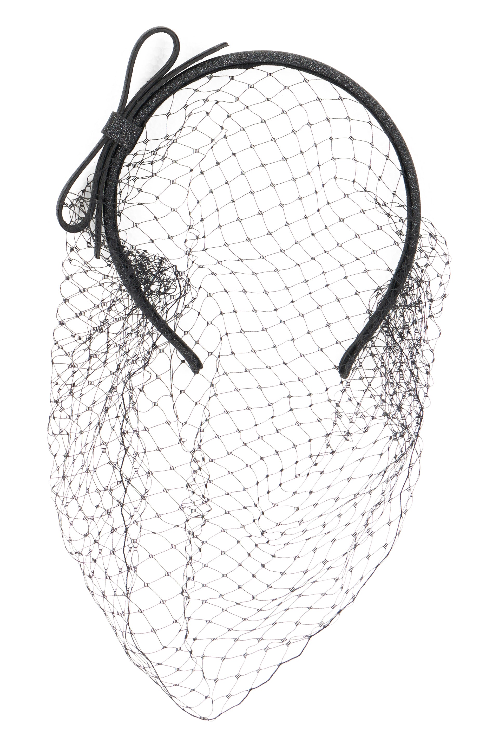 Black hairband with glitter and black net, elegant and versatile.