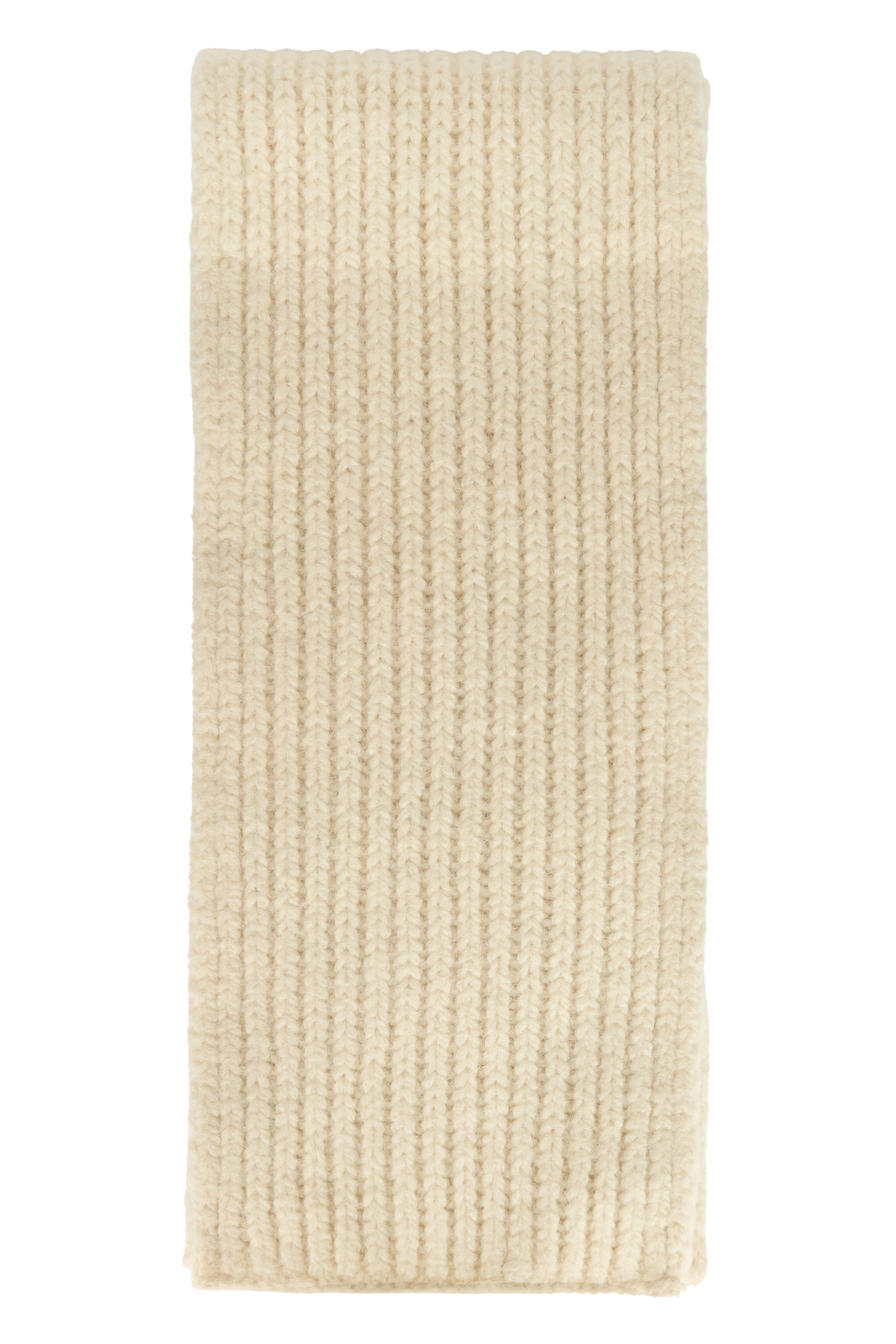 Cream-colored scarf with elegant and minimalist design.