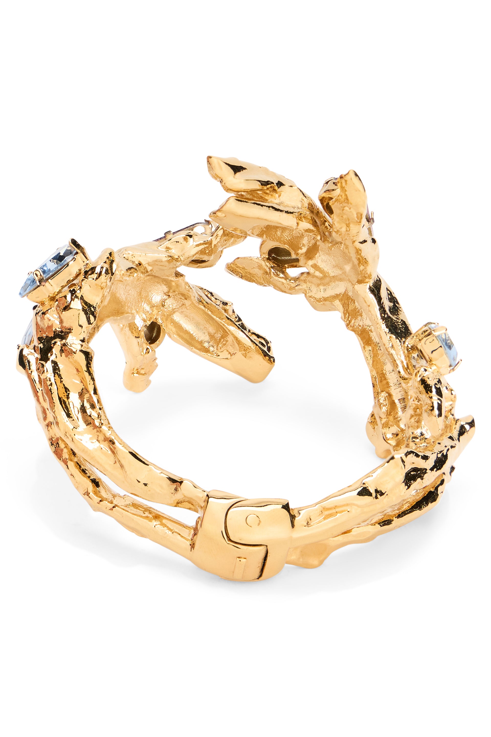 Elegant golden bracelet with colored stones