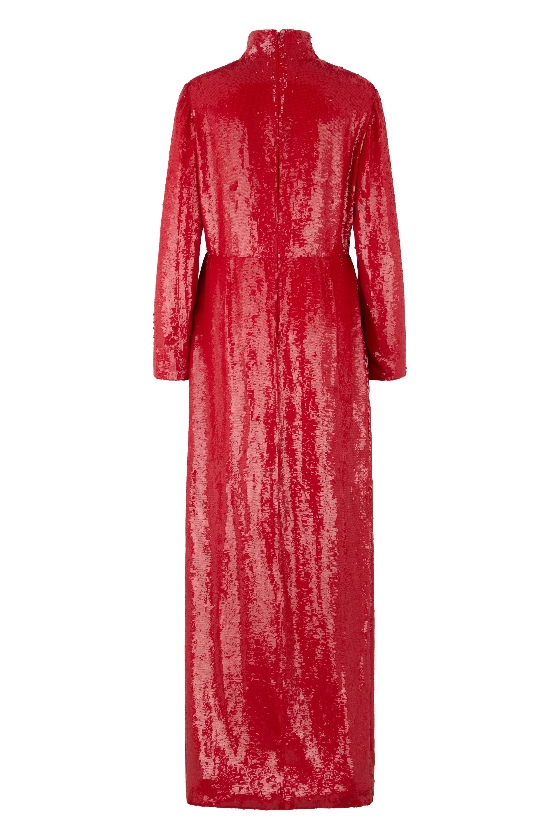 Elegant long red dress with long sleeves