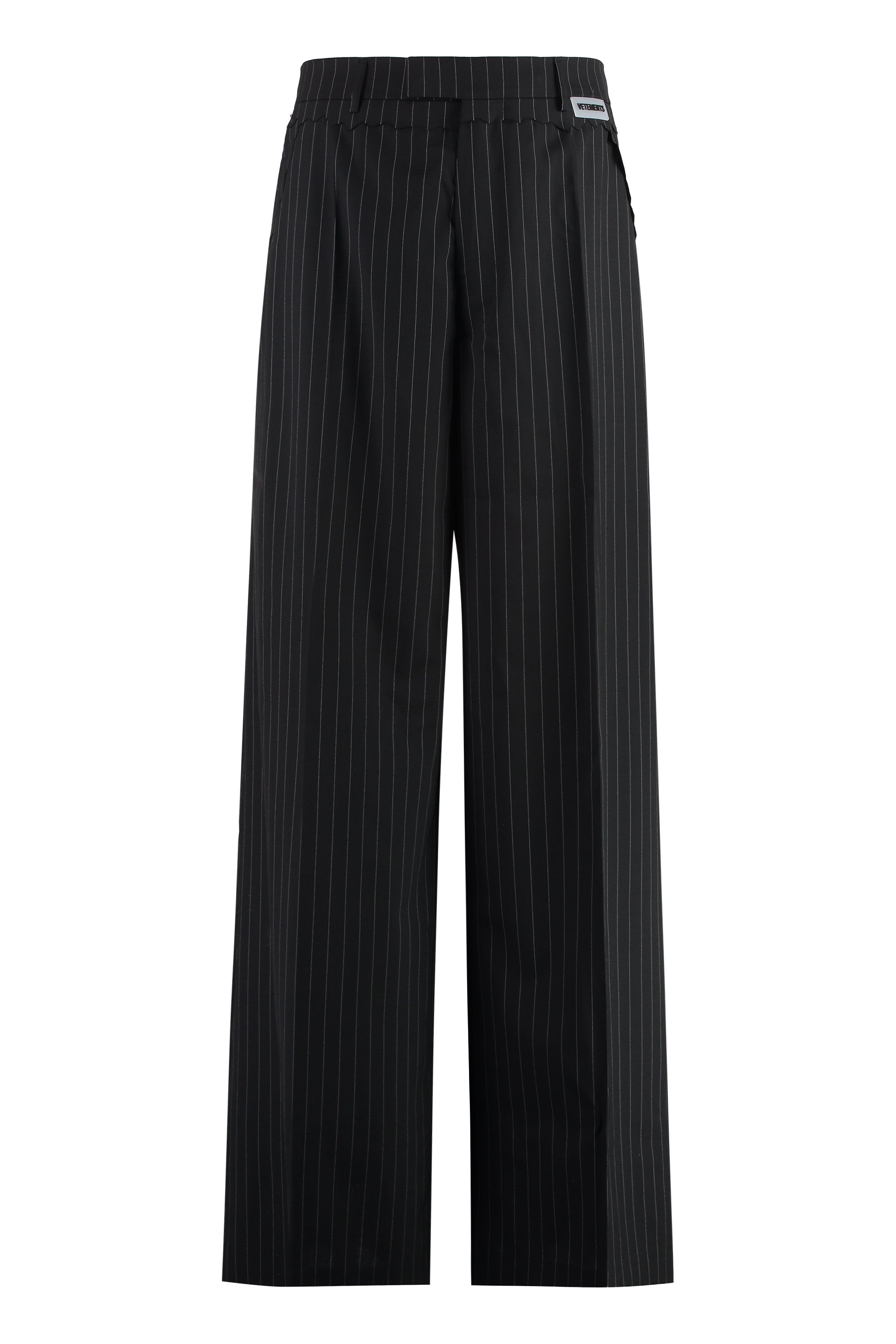 Pinstriped wool trousers