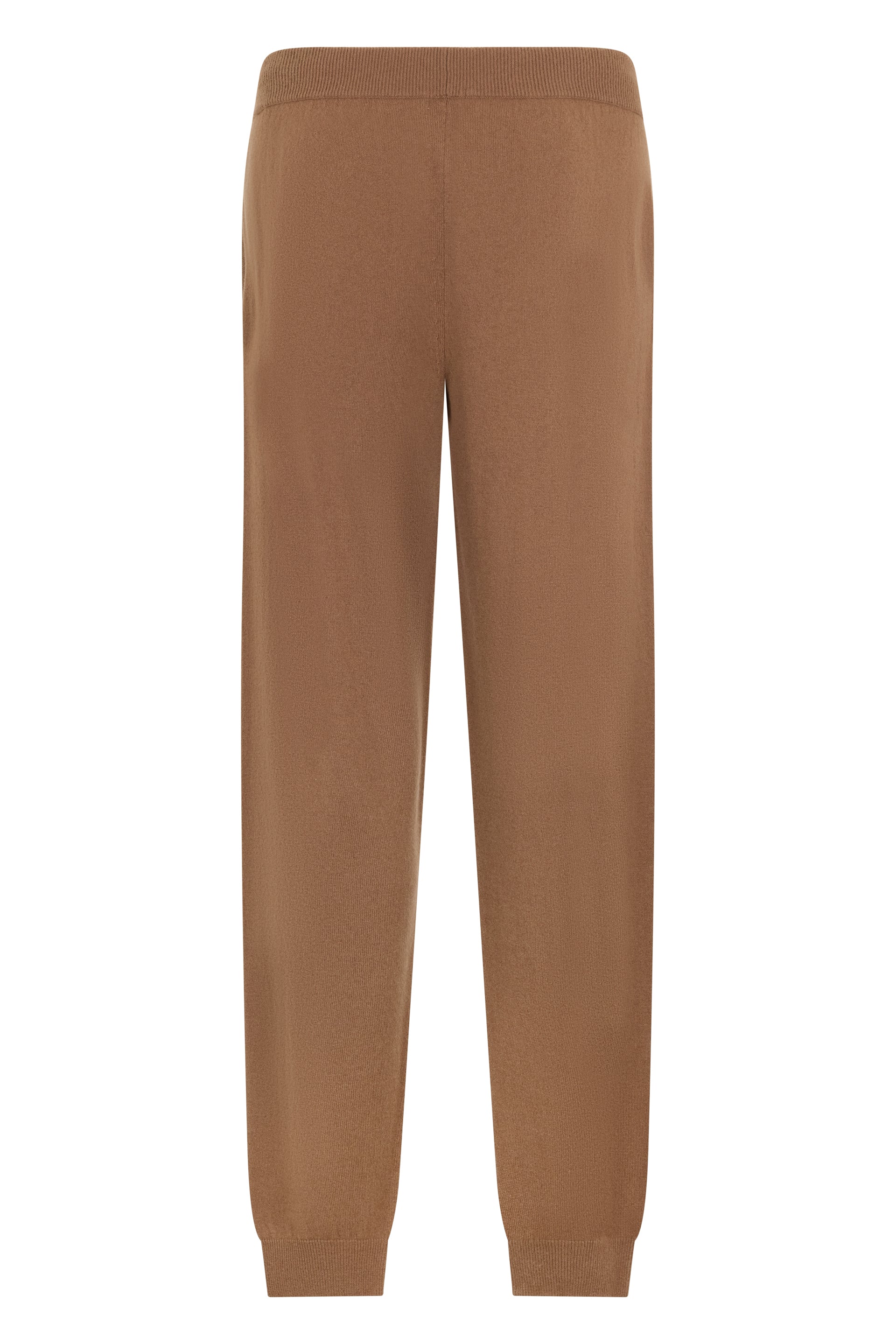 Brown soft camel-colored pants with adjustable waist.