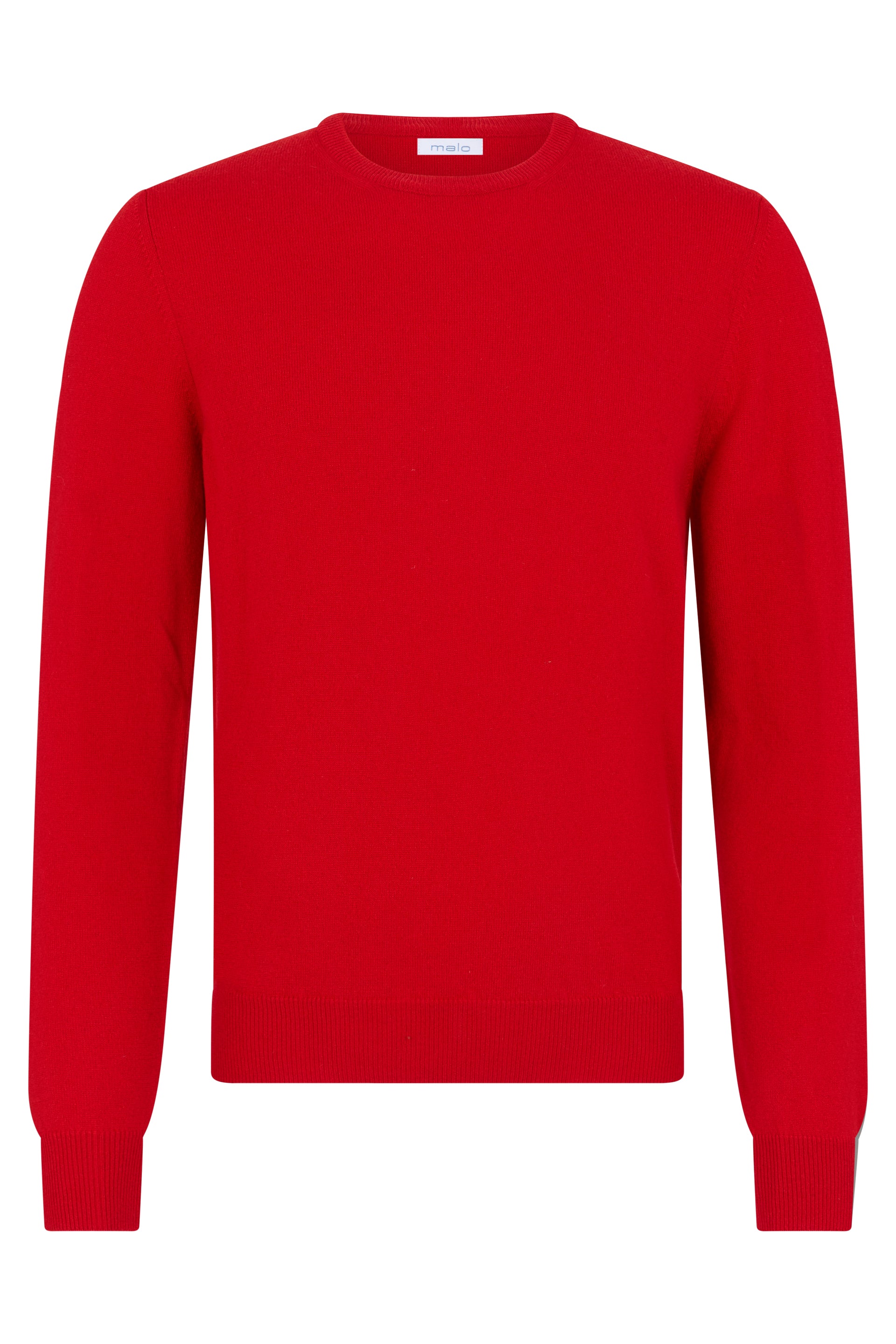 Red crew neck sweater, ideal for a casual and trendy look.
