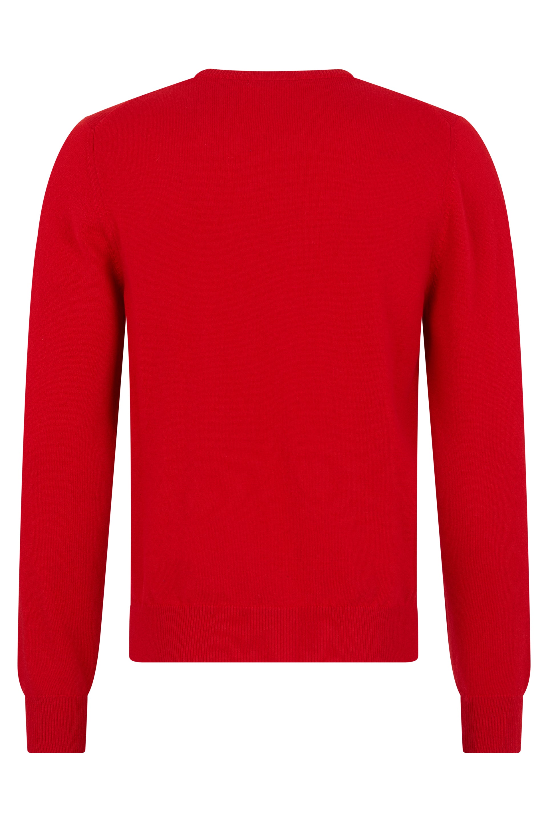 Red crew neck sweater, ideal for a casual and trendy look.