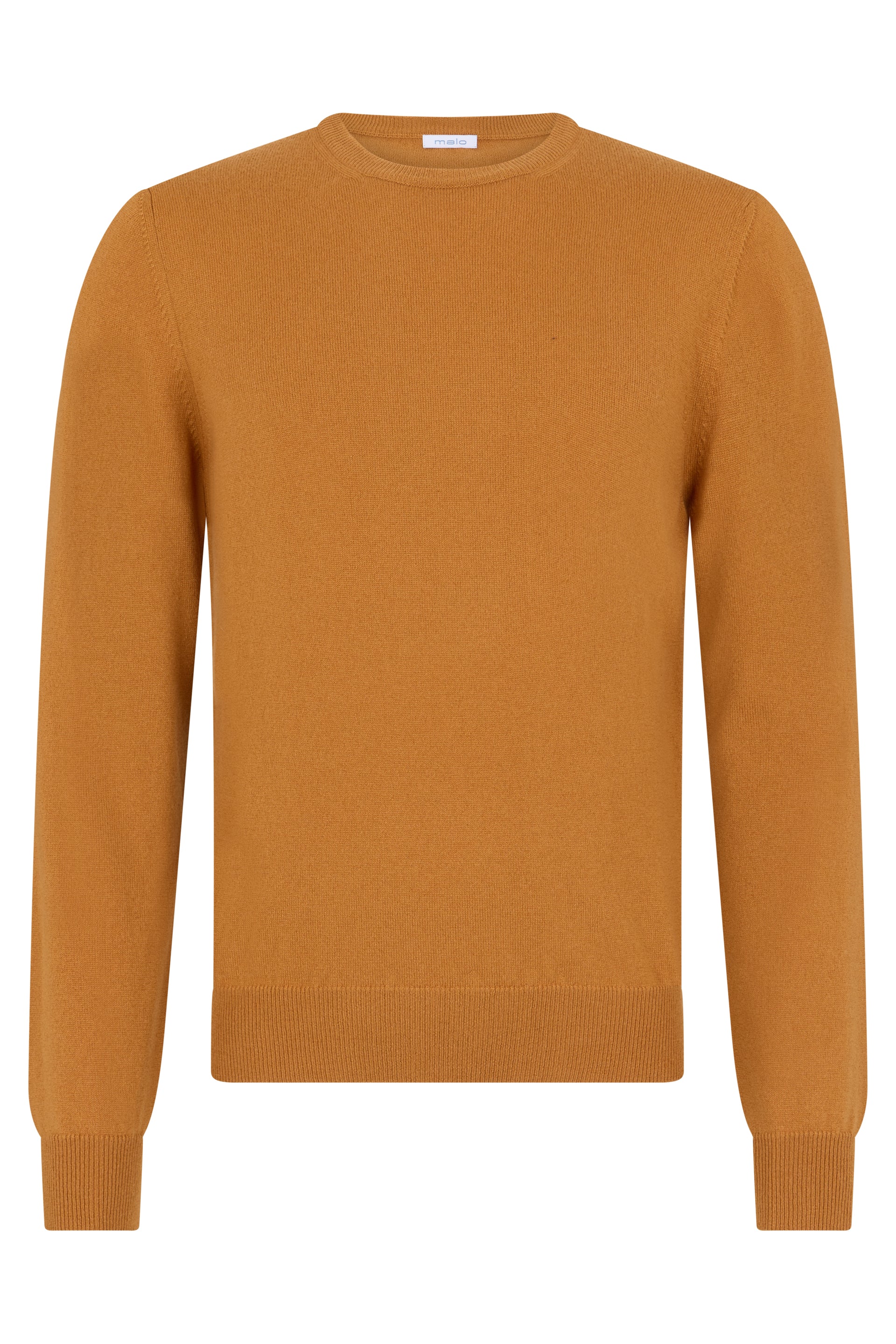 Camel-colored sweater with long sleeves and casual design.