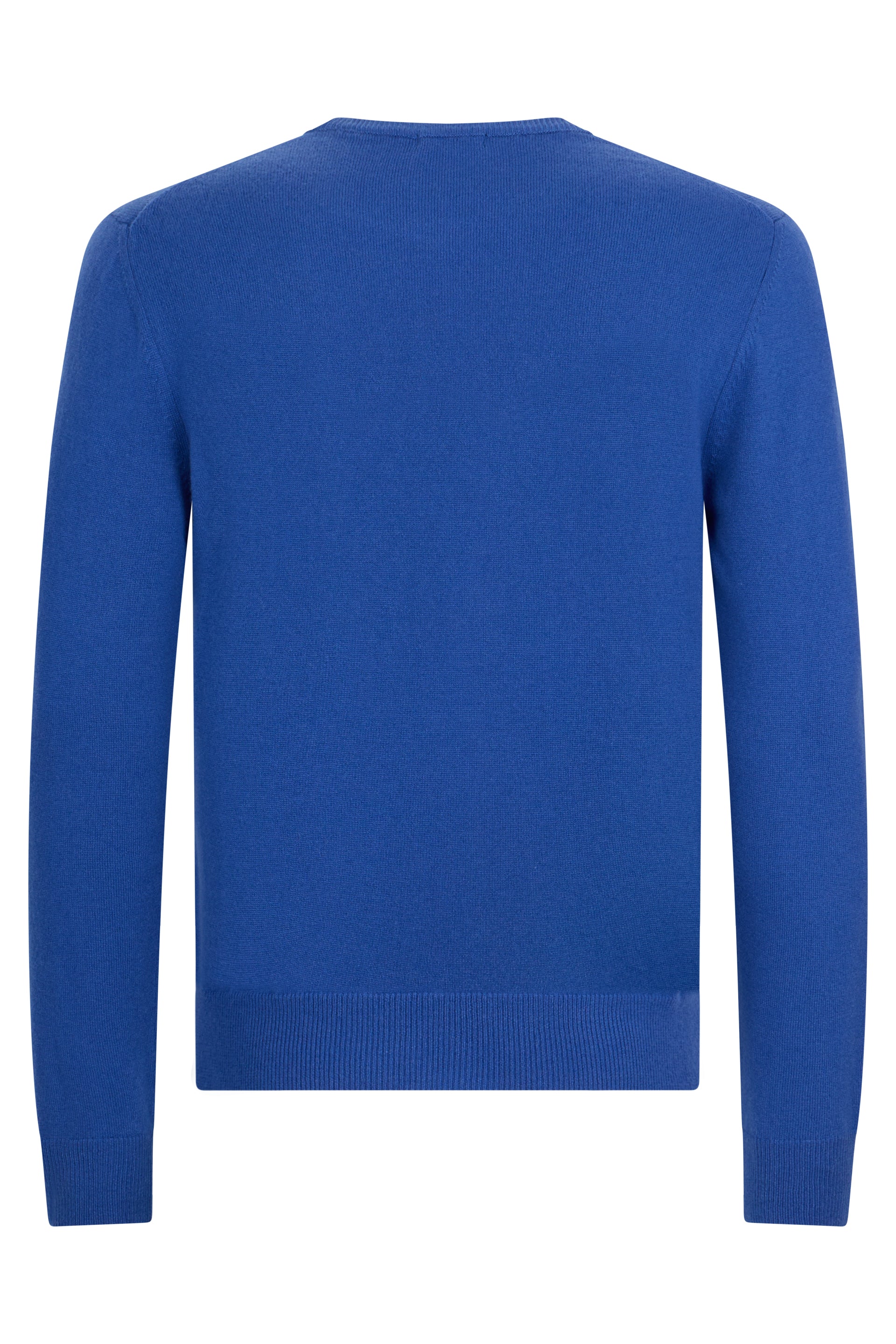 Blue crew neck sweater with long sleeves perfect for a casual and refined look.
