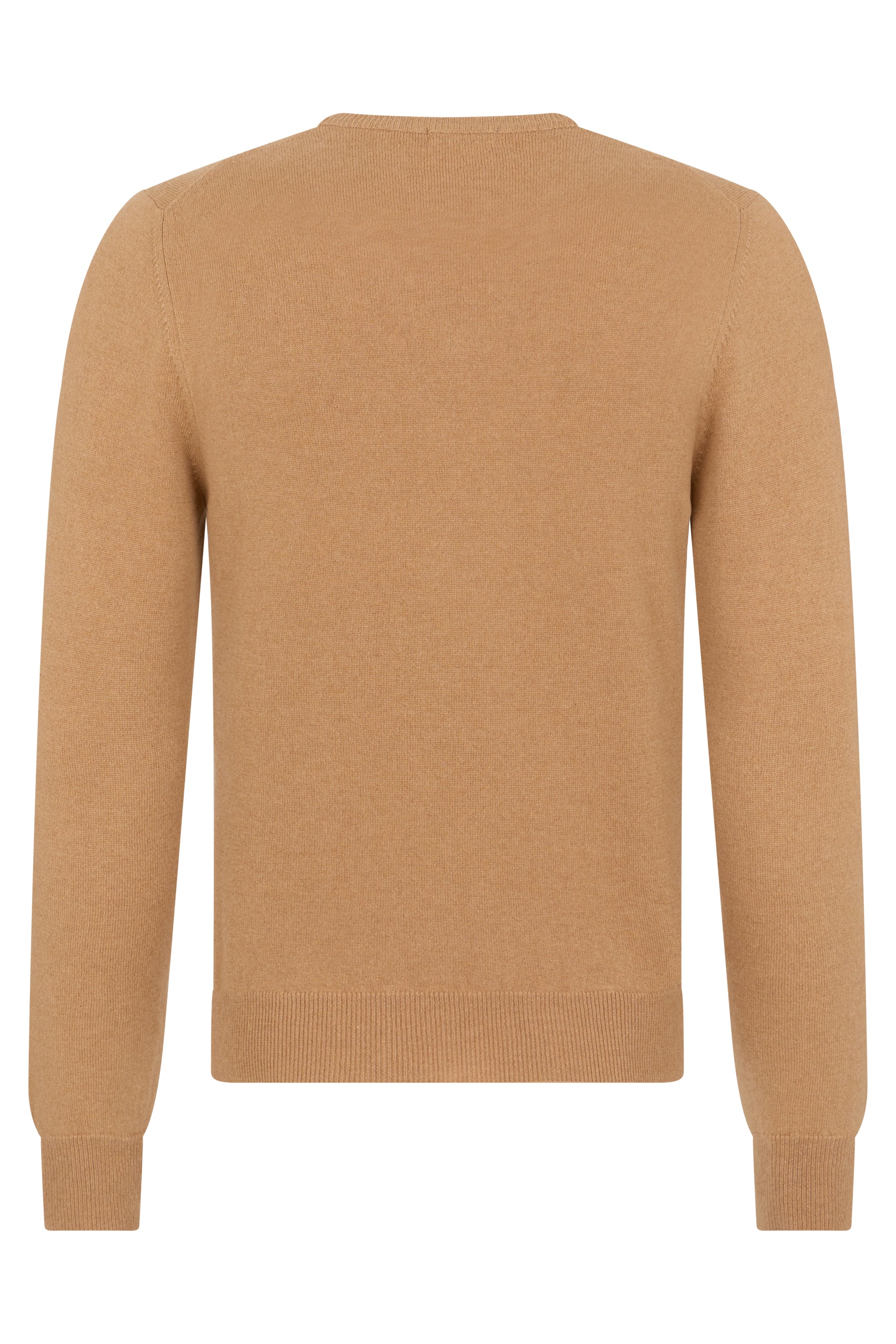 Leather colored sweater with sweet V-neck and long sleeves.