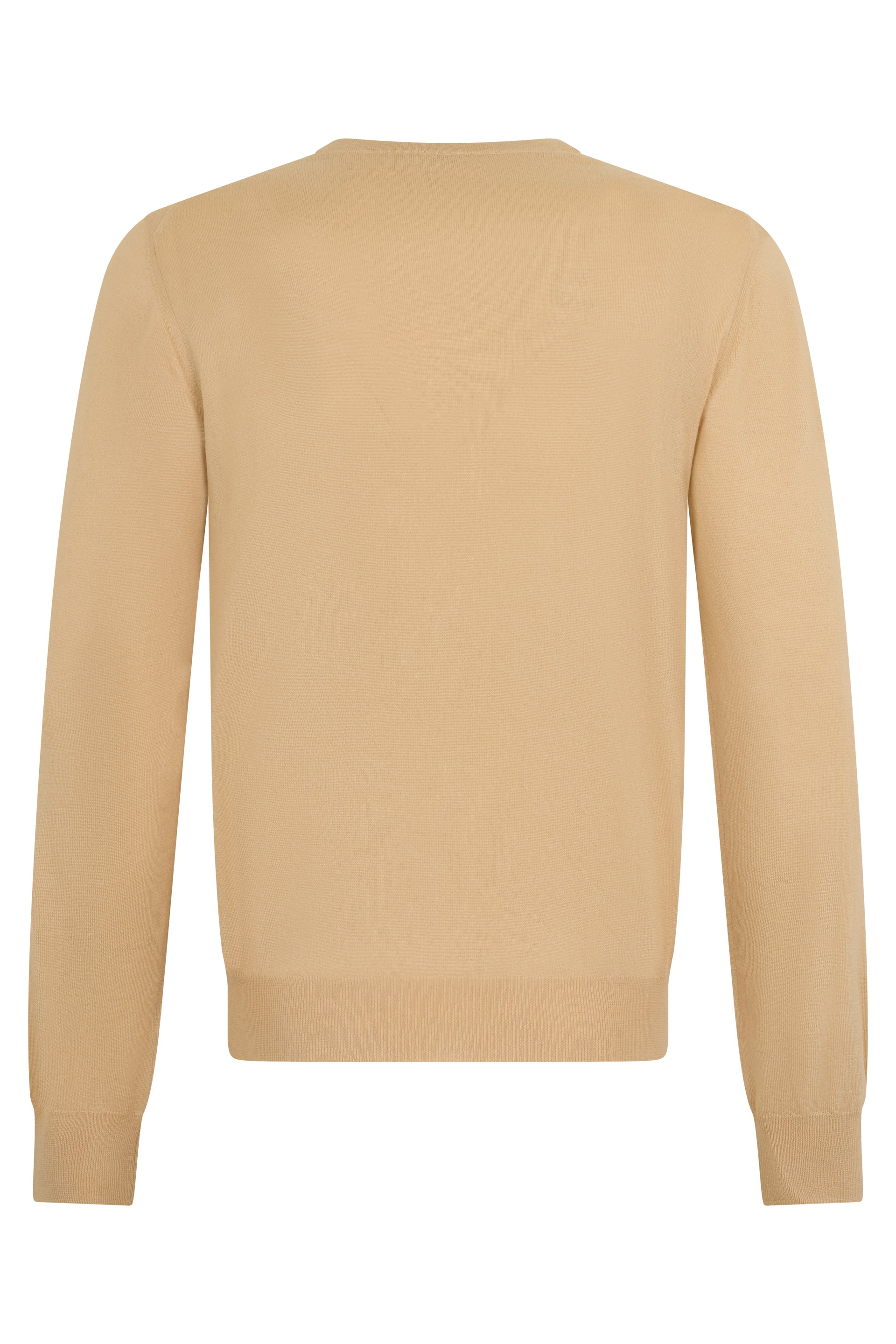 Soft beige sweater with V-neck.