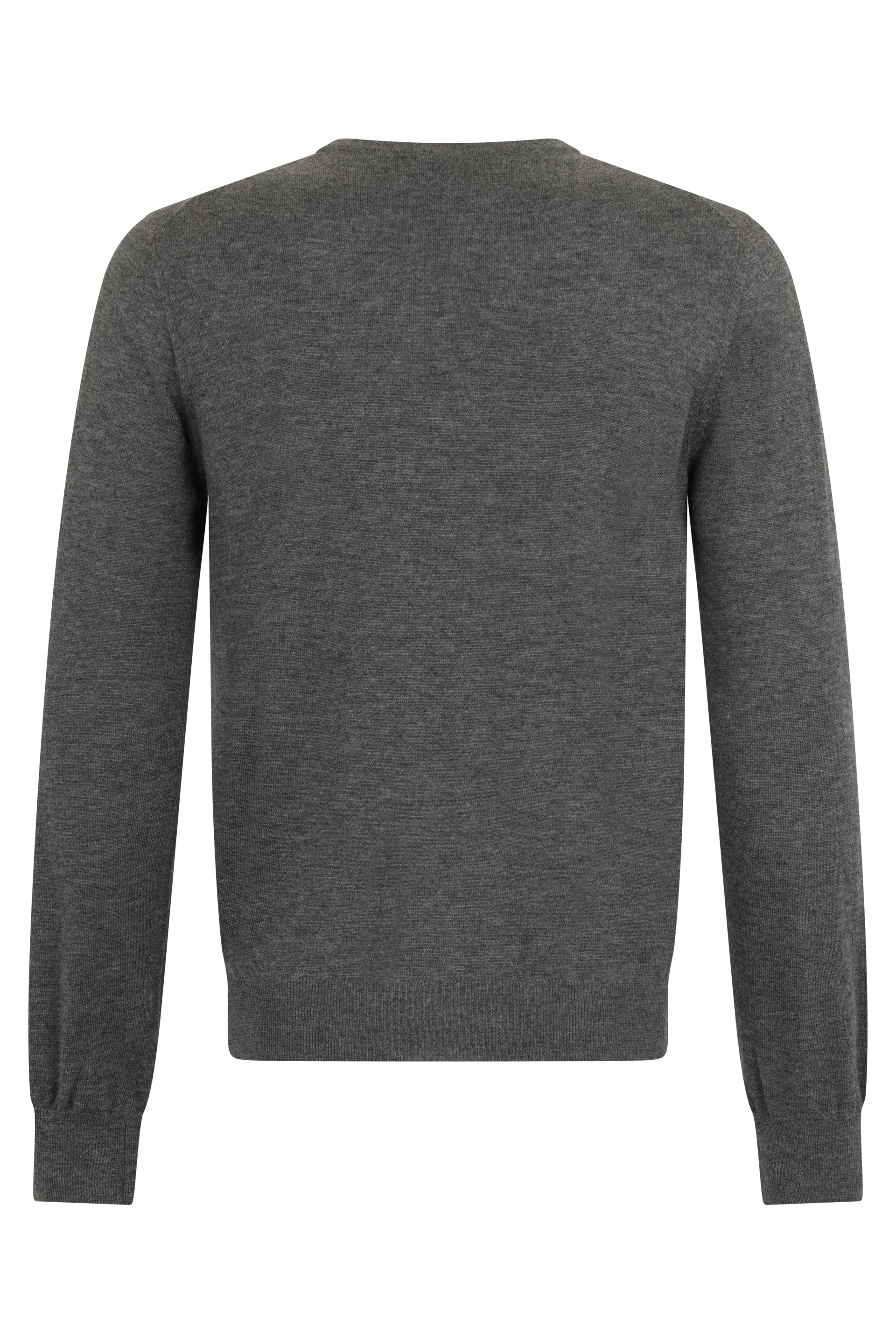 Dark grey melange sweater with elegant and versatile V-neck.