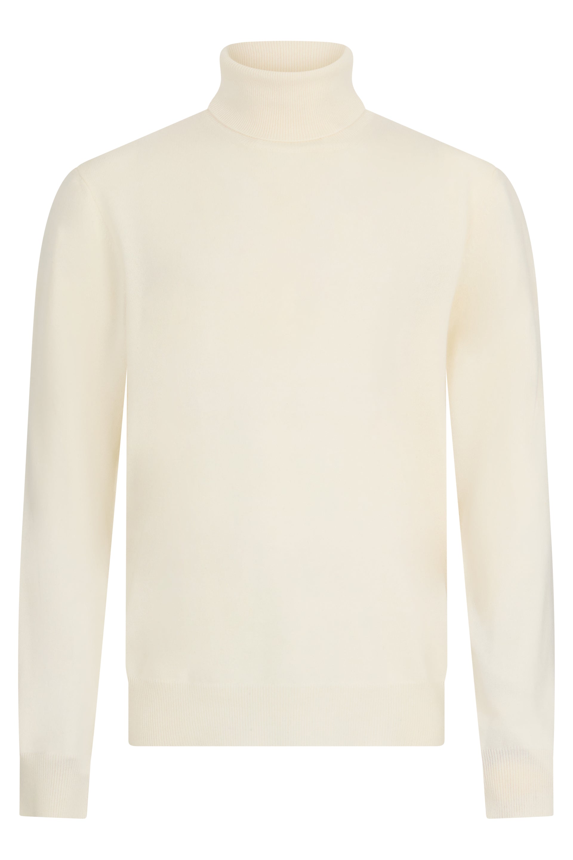 High neck sweater in cream white, minimal and refined design.