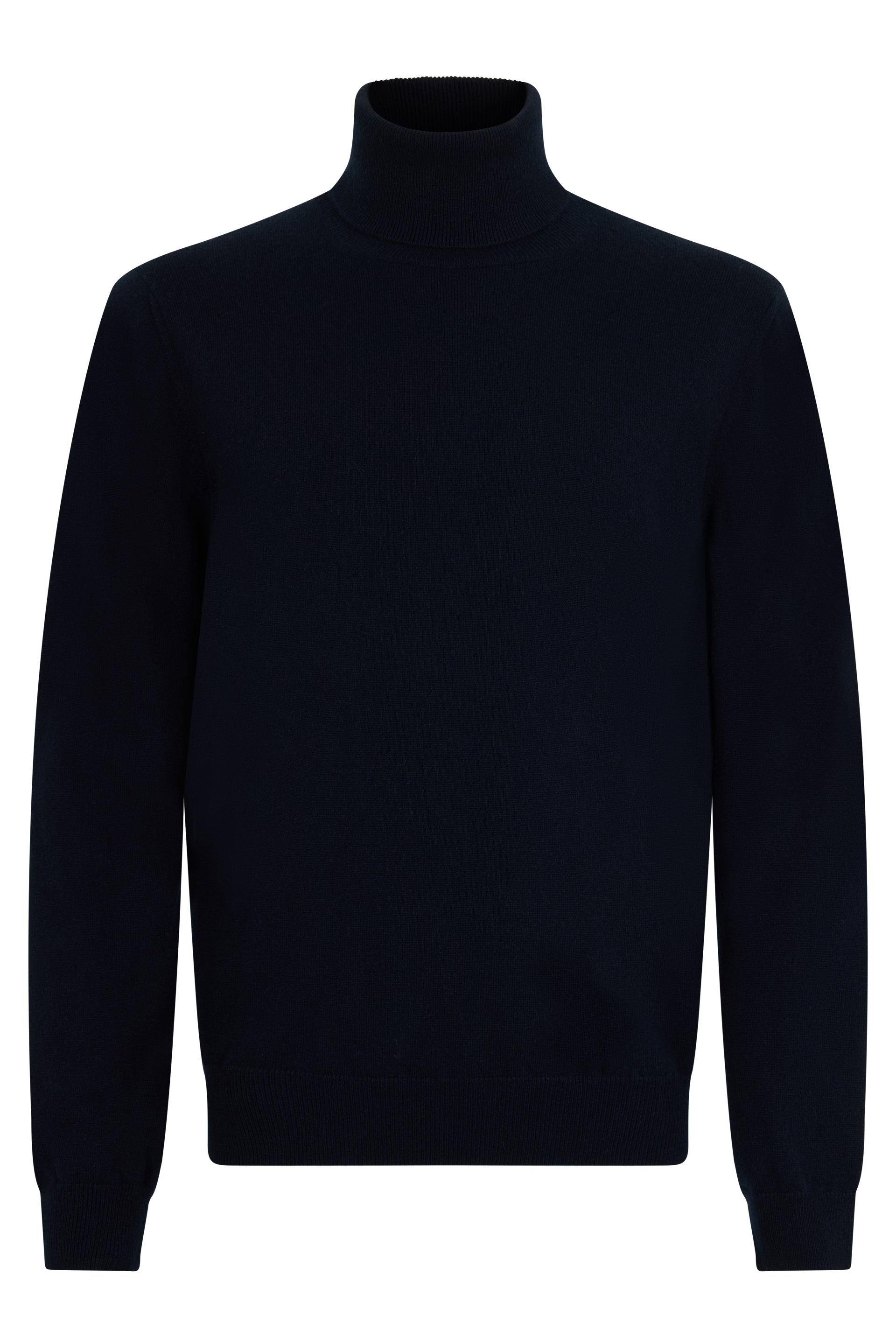 Black warm and versatile sweater with high collar and long sleeves.